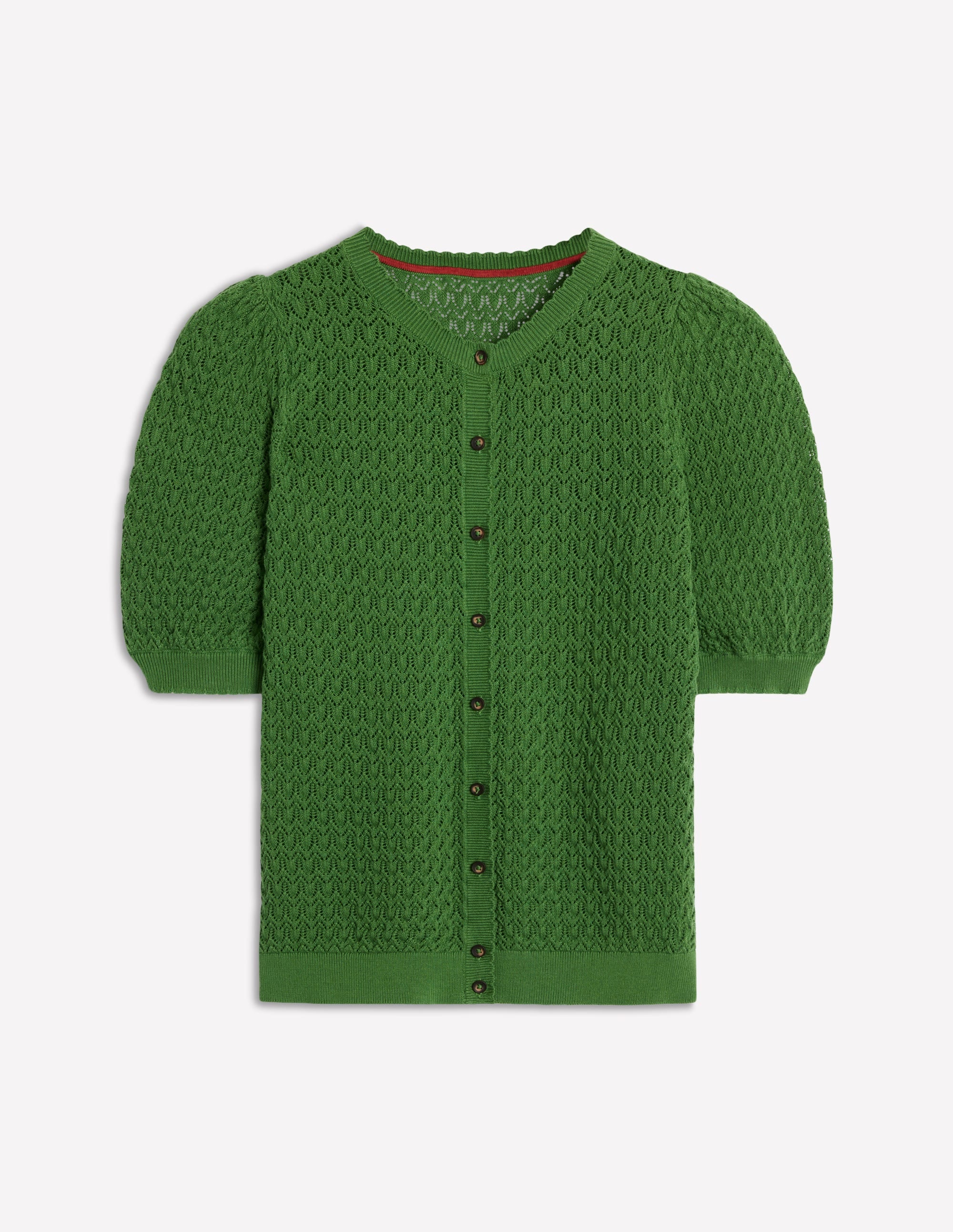 Gepunktete Pointelle-Strickjacke-Leguangrün - Image 6