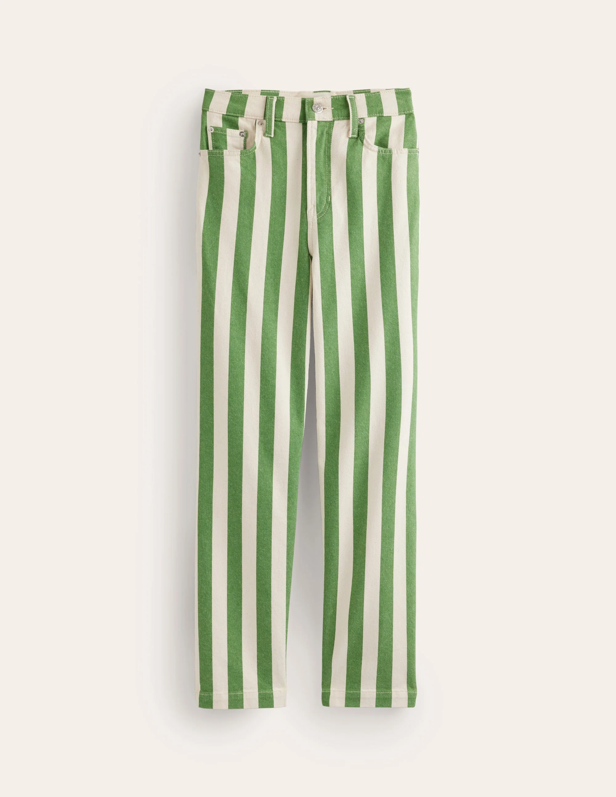Gerade geschnittene Hose mit Streifen-Grün und Naturweiß gestreift - Image 6