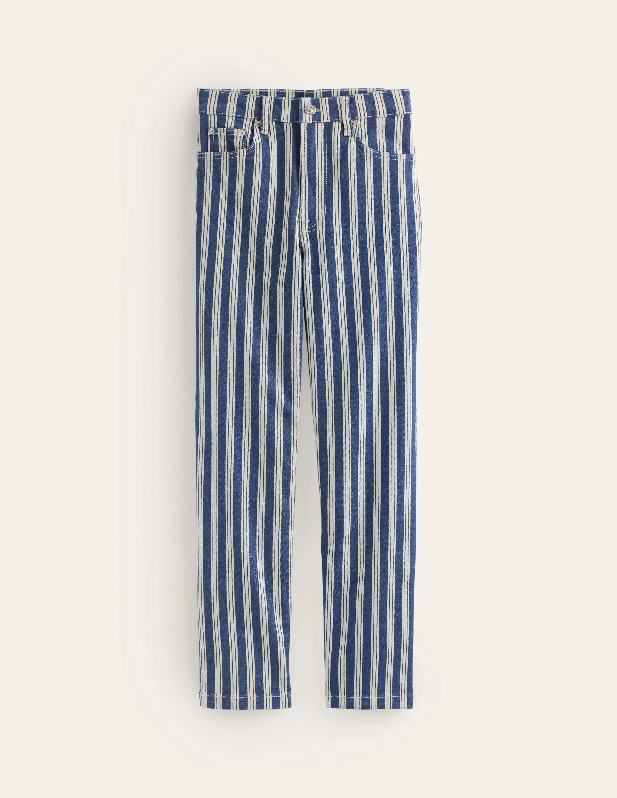 Gerade geschnittene Hose mit Streifen-Marineblau Streifen - Image 6