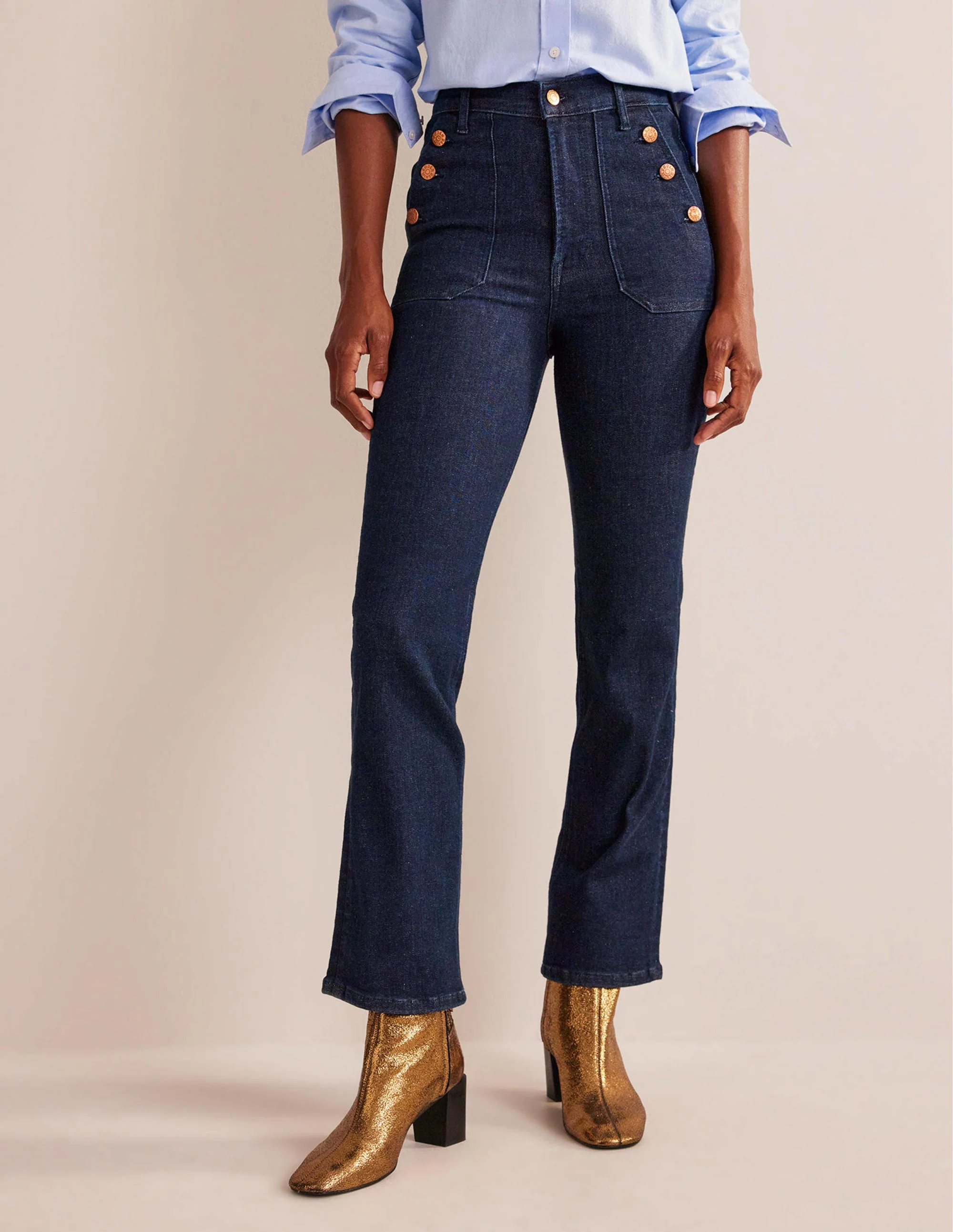Gerade Jeans mit aufgesetzten Taschen-Indigo-Waschung - Image 4
