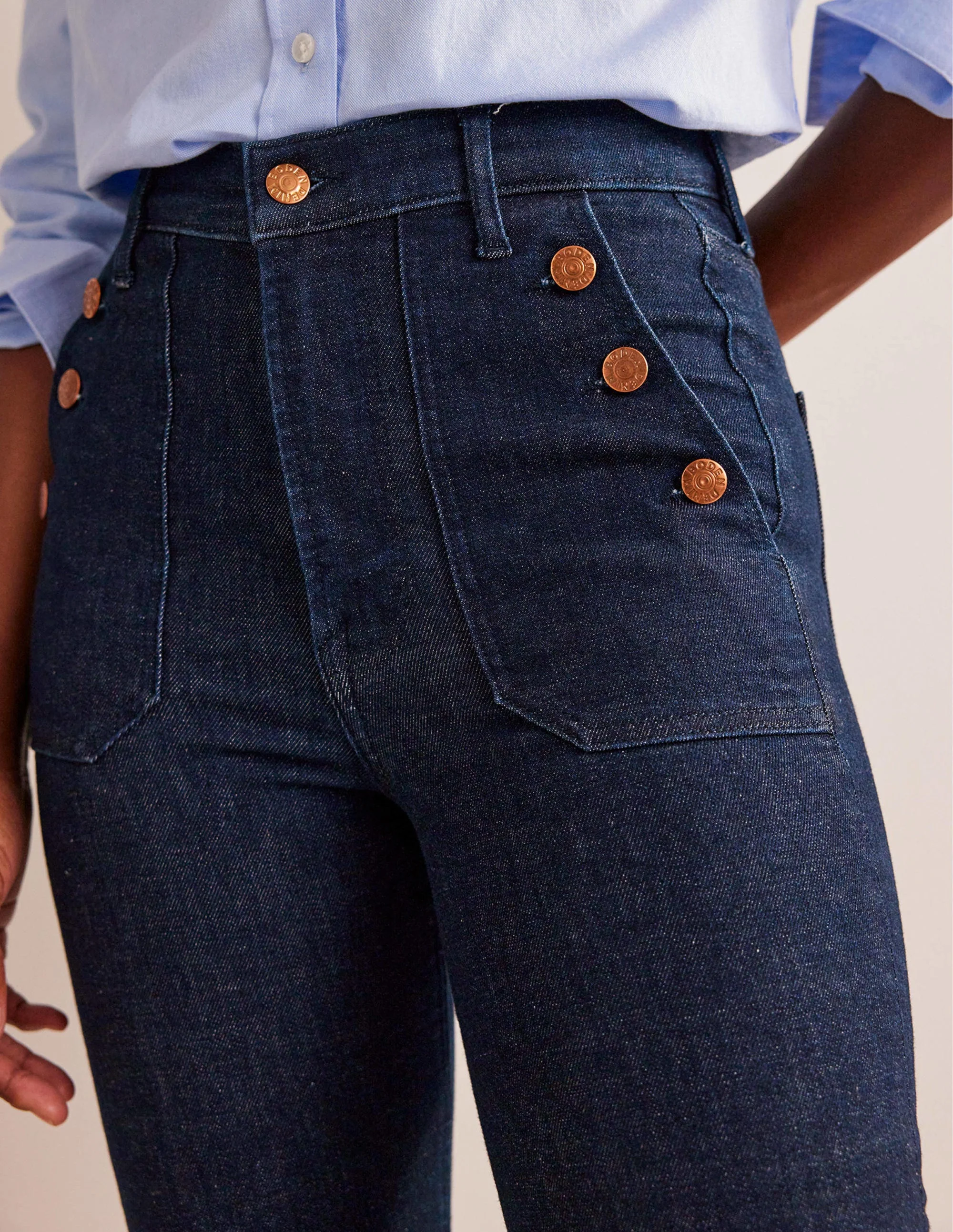 Gerade Jeans mit aufgesetzten Taschen-Indigo-Waschung - Image 5