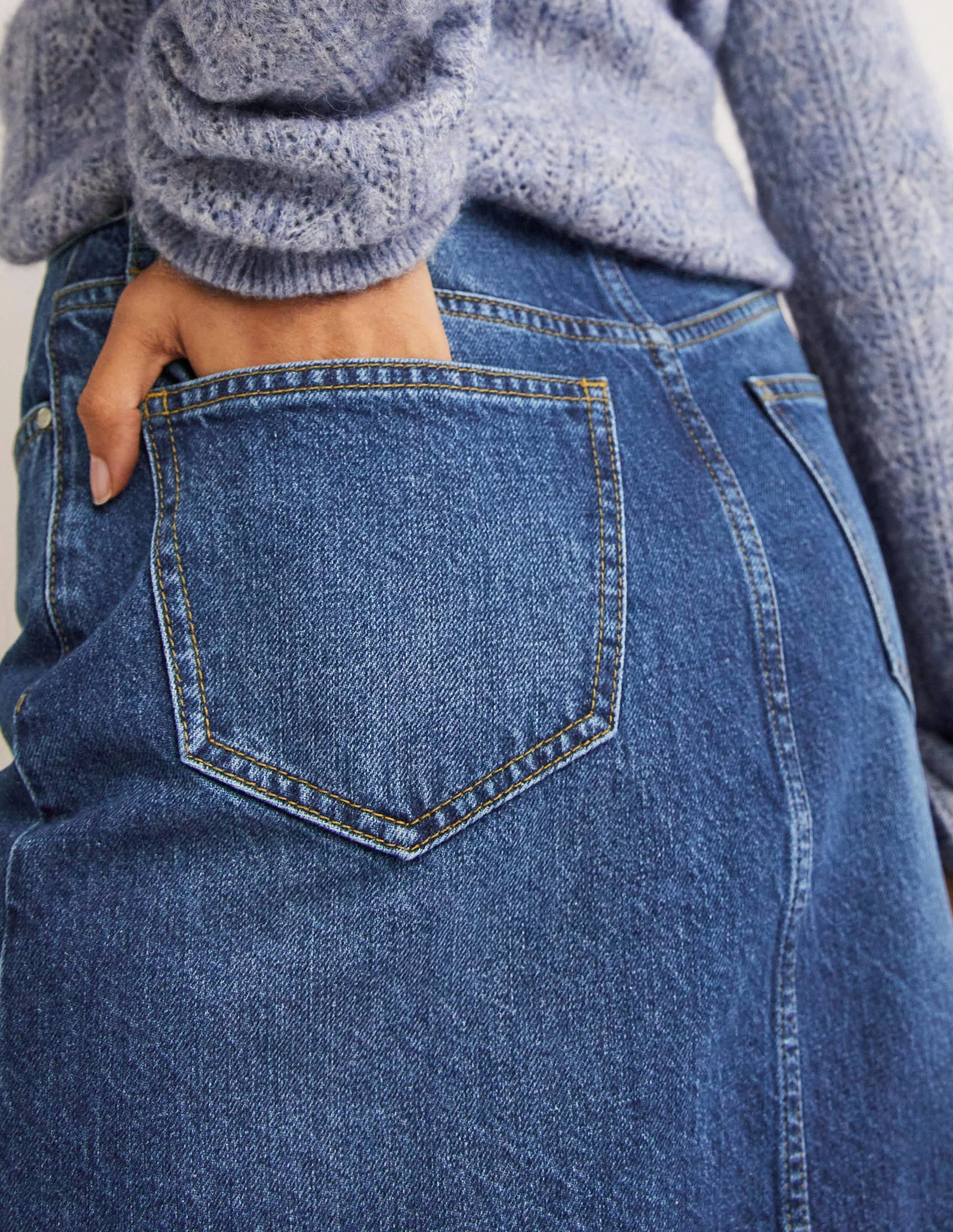 Gerader Midirock aus Denim-Helles Vintageblau - Image 2