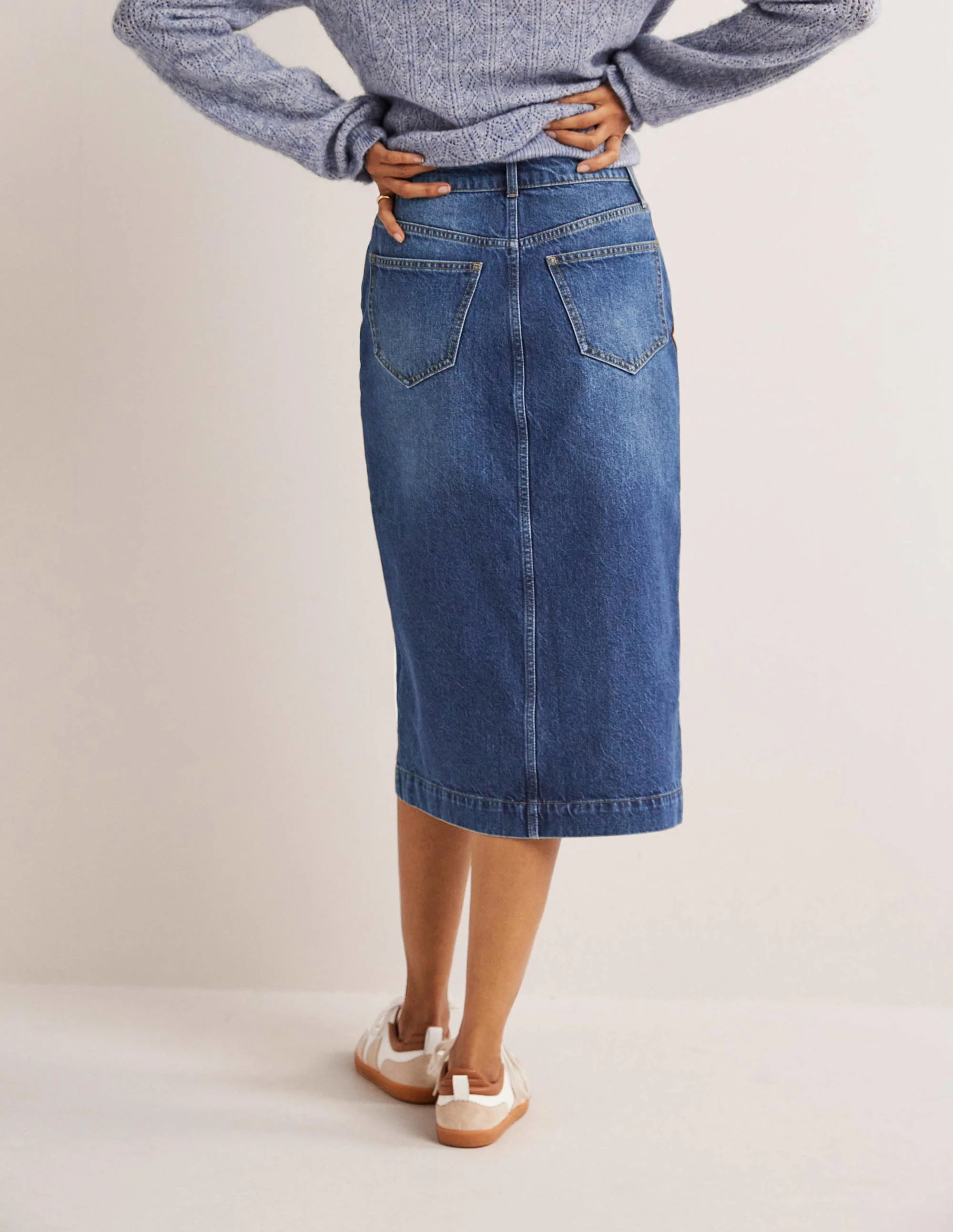 Gerader Midirock aus Denim-Helles Vintageblau - Image 3
