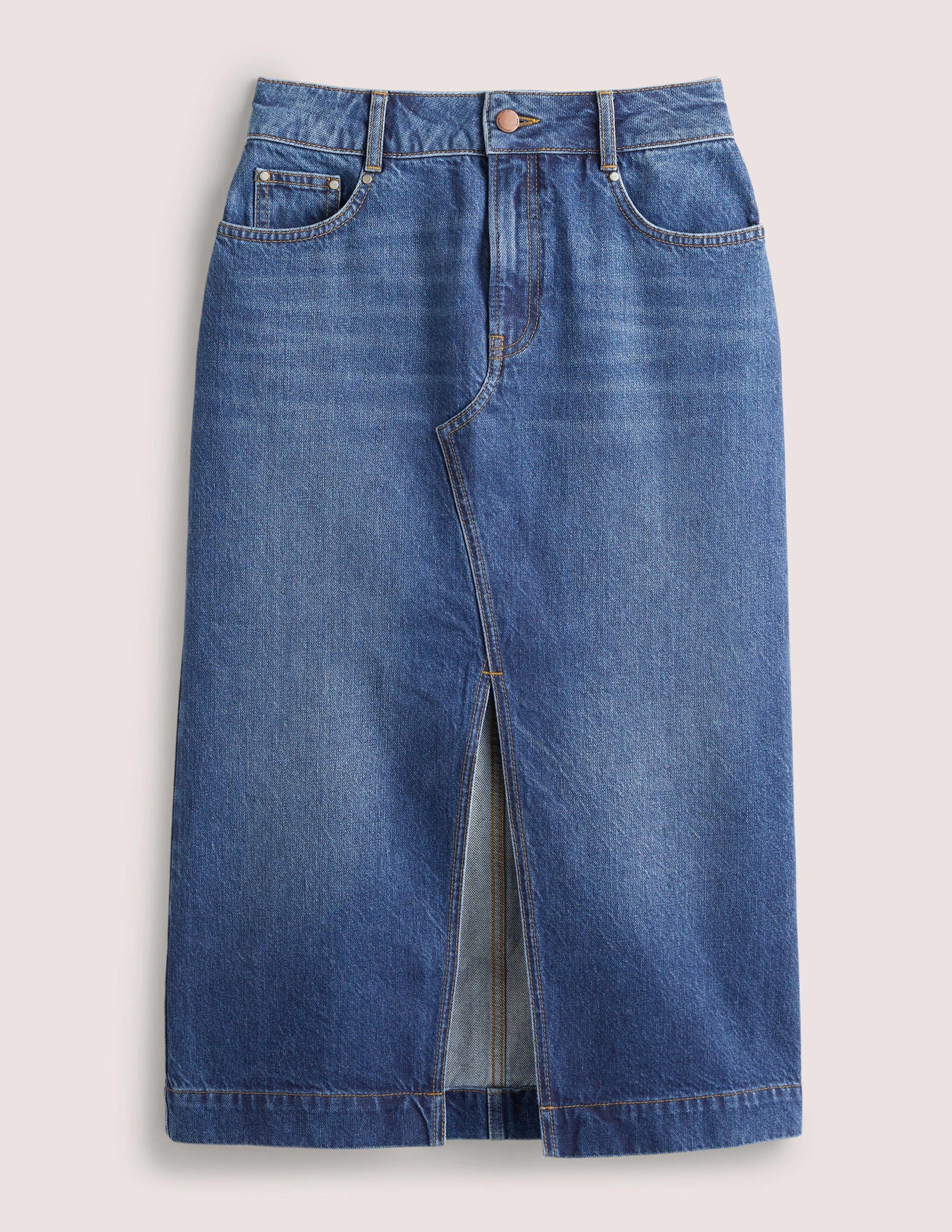 Gerader Midirock aus Denim-Helles Vintageblau - Image 6