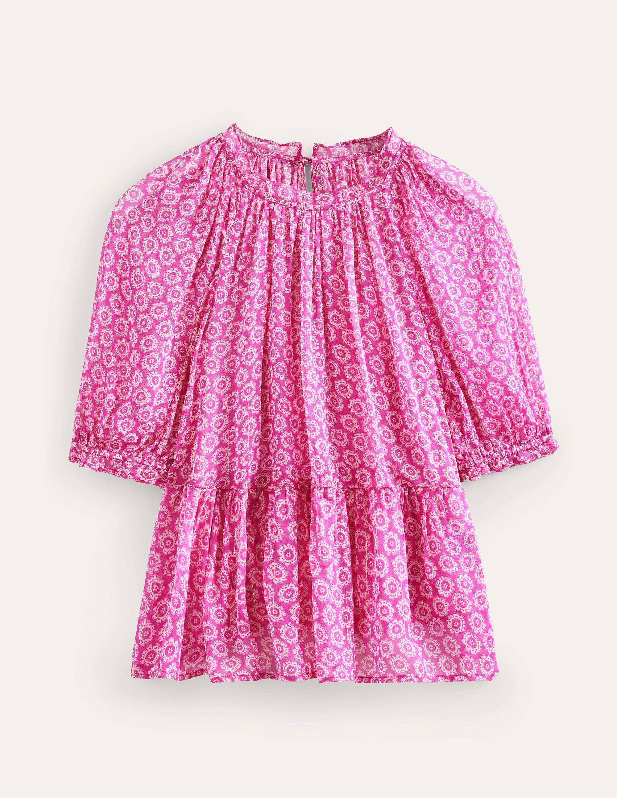 Gerafftes Georgette-Oberteil mit Glitzer-Phlox-Rosa, Sunrise Pop - Image 7