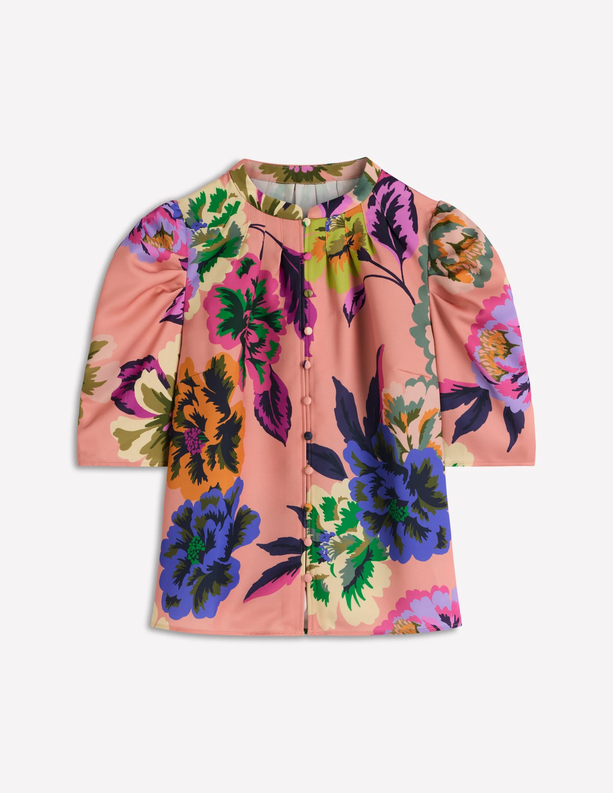 Gerafftes Oberteil mit Keulenärmeln-Bunt, Opulente Blüten - Image 7