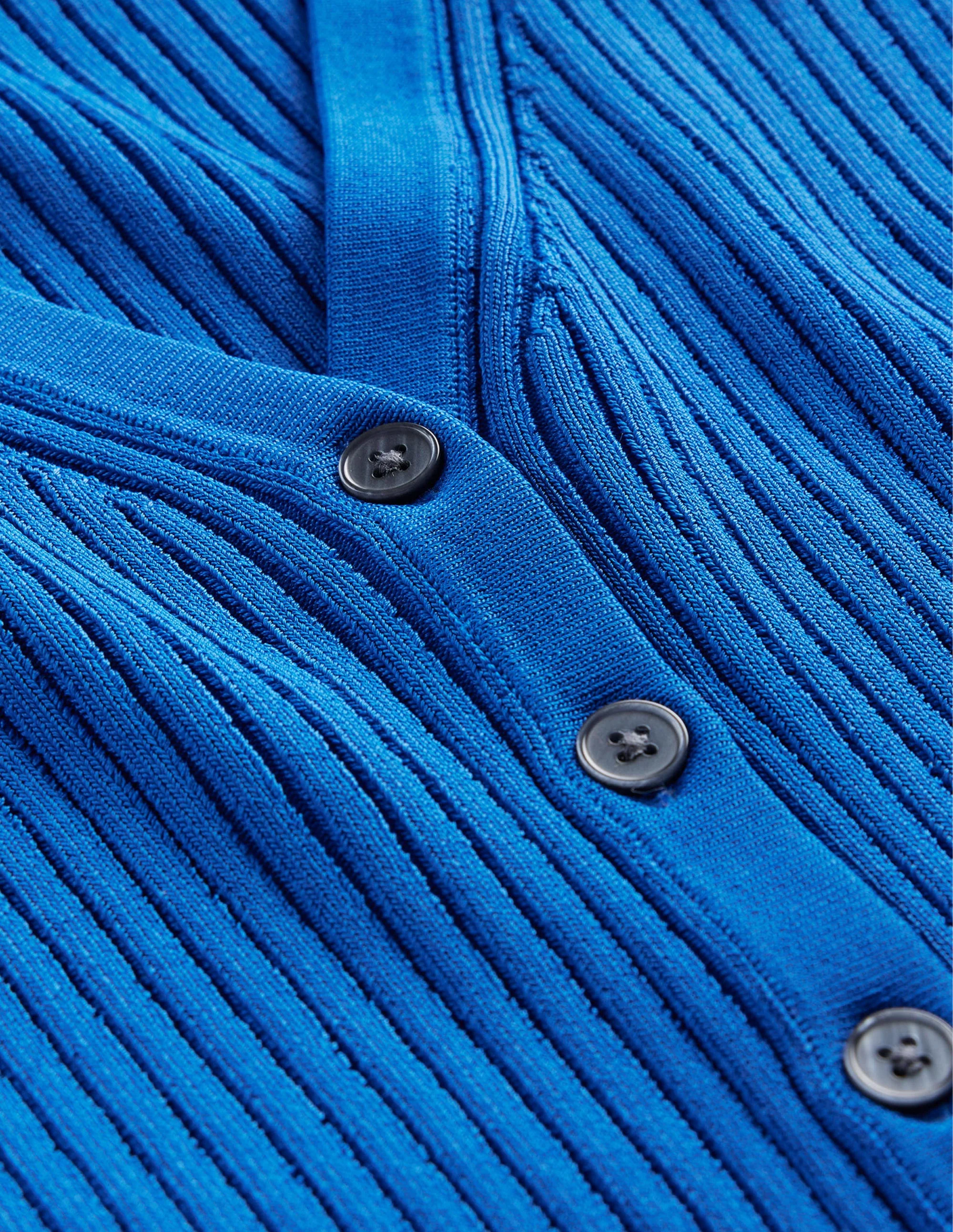 Gerippter Cardigan mit breitem Ausschnitt-Fischreiherblau - Image 6