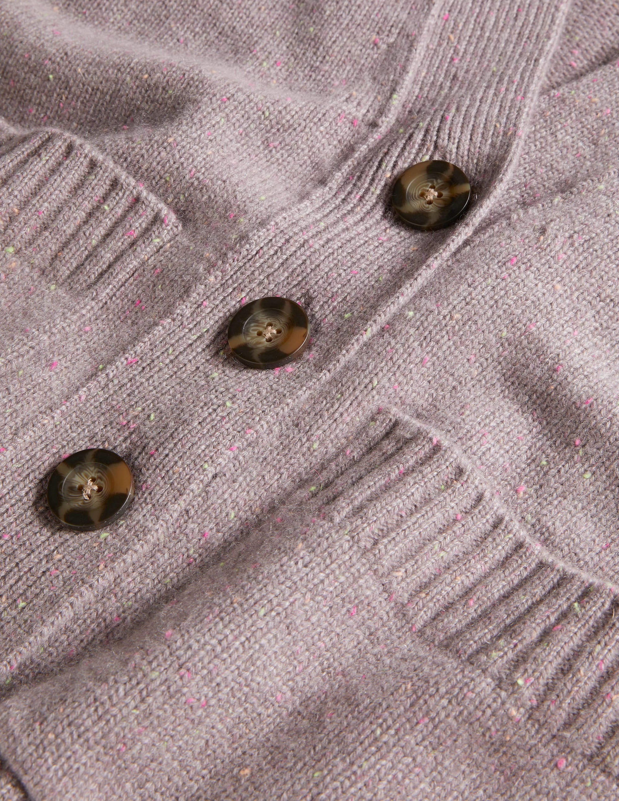 Gerippter Kaschmircardigan-Grau, Bunte Farbsprenkel - Image 7