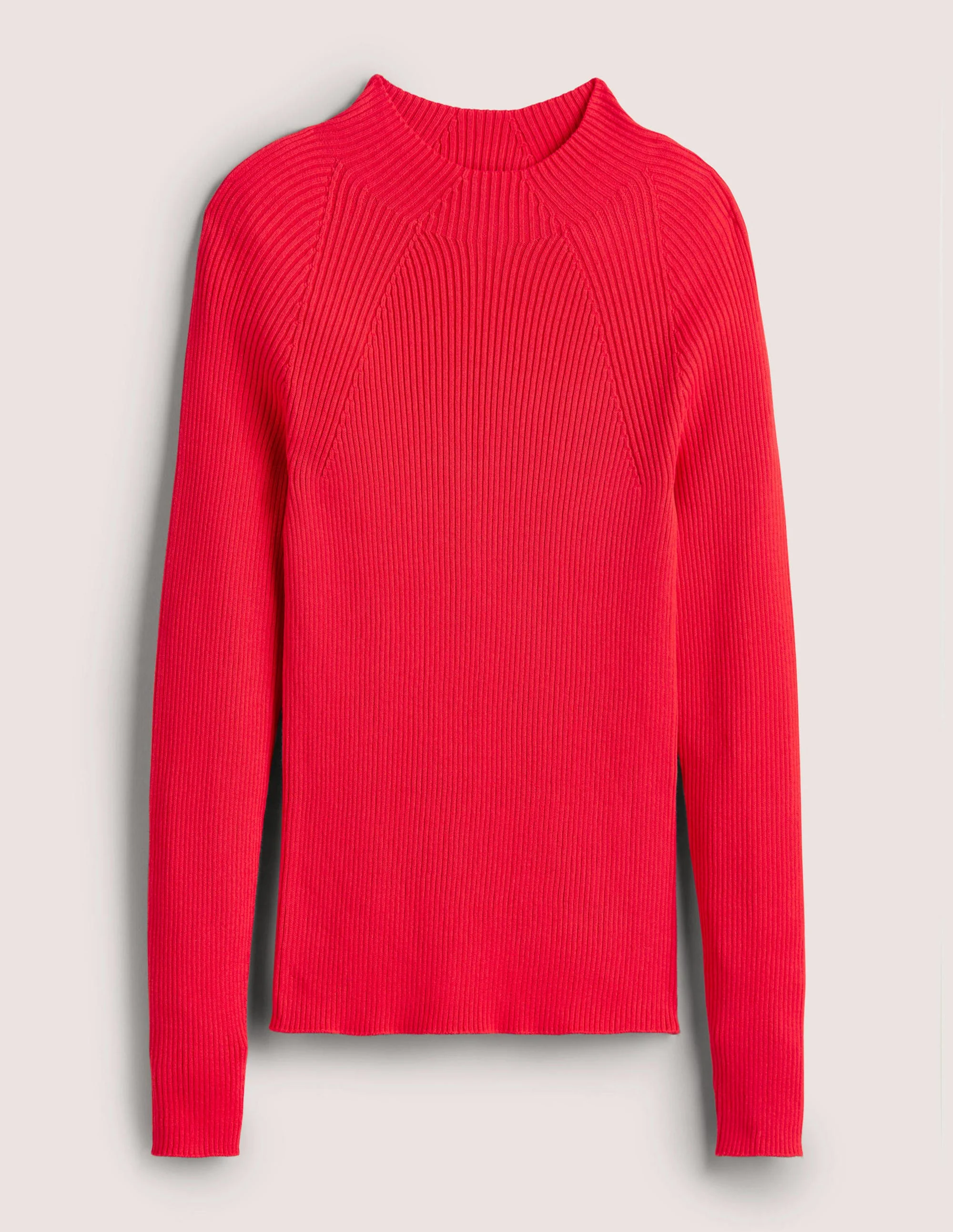 Gerippter Pullover mit hohem Kragen-Erdbeerkuchenrot - Image 6