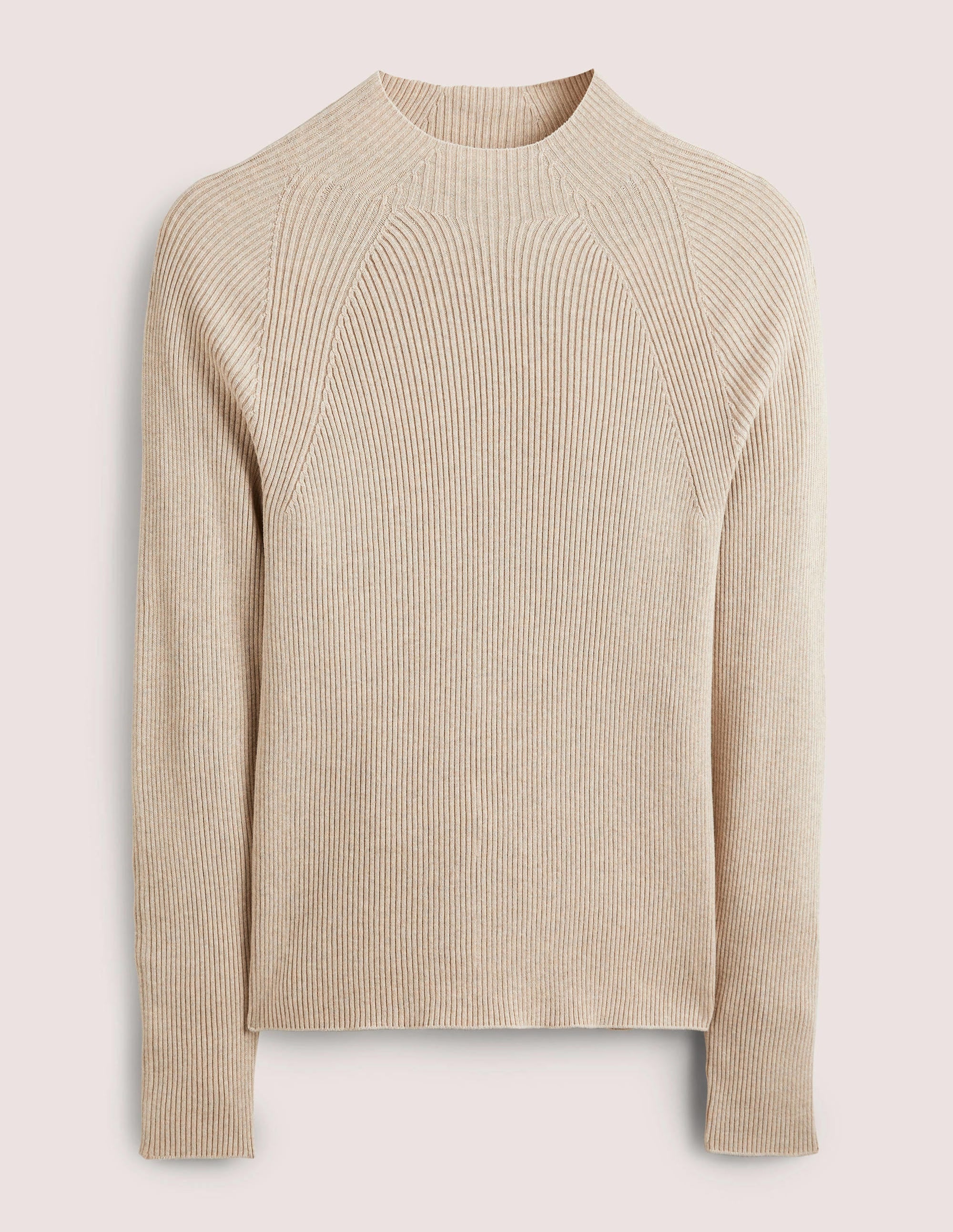Gerippter Pullover mit hohem Kragen-Mausbraun Melange - Image 6
