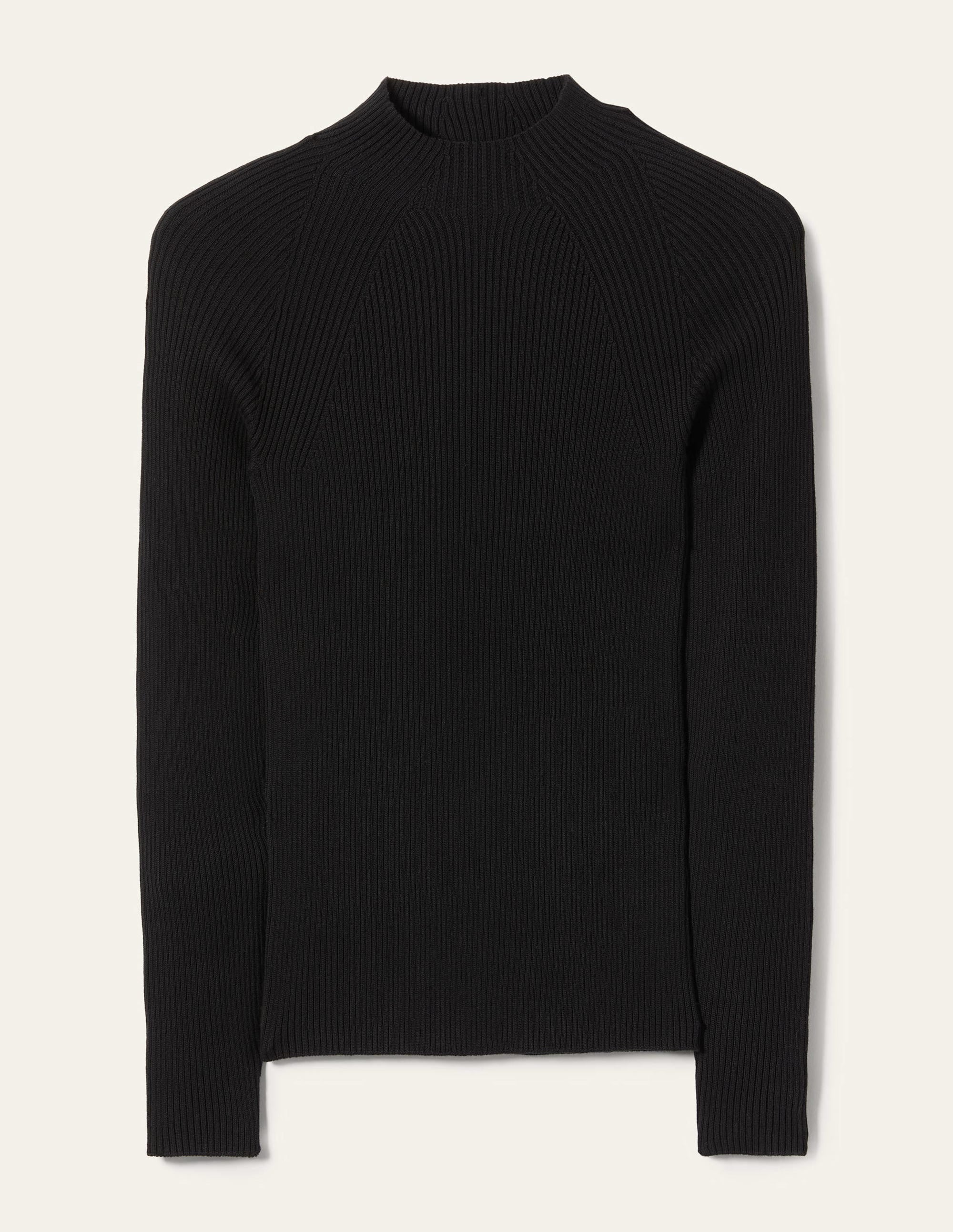 Gerippter Pullover mit hohem Kragen-Schwarz - Image 11