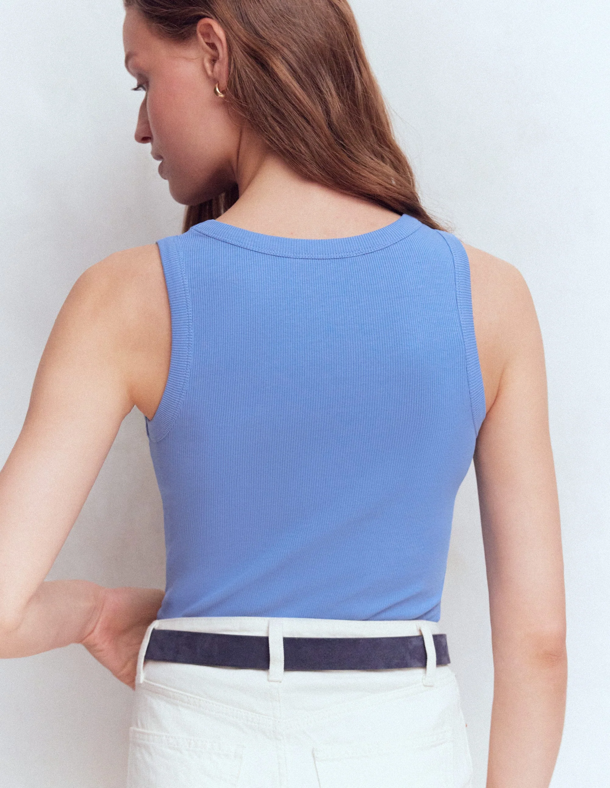 Geripptes Baumwolltop-Kabinenblau - Image 4