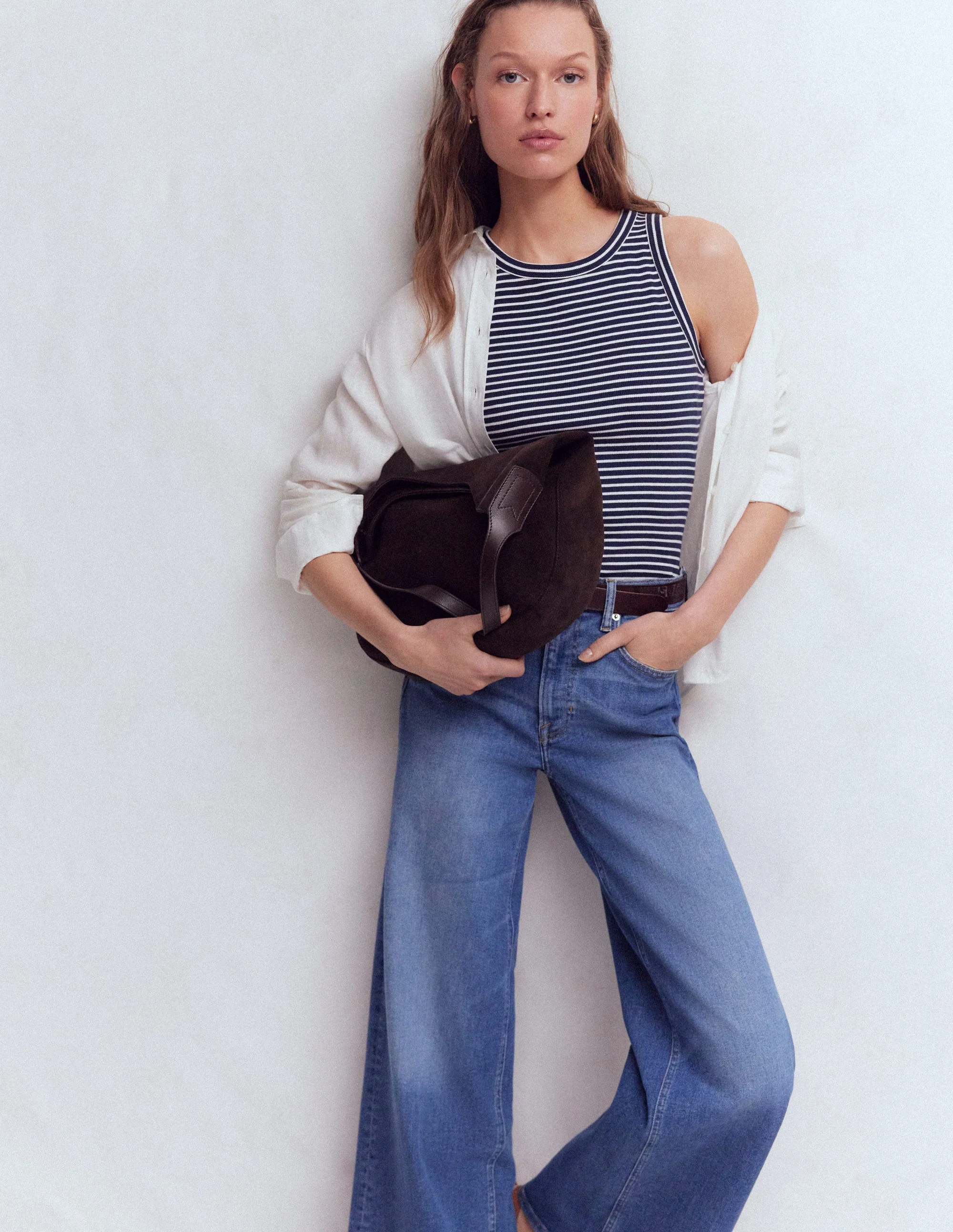Geripptes Baumwolltop-Navy & Beige Streifen - Image 5