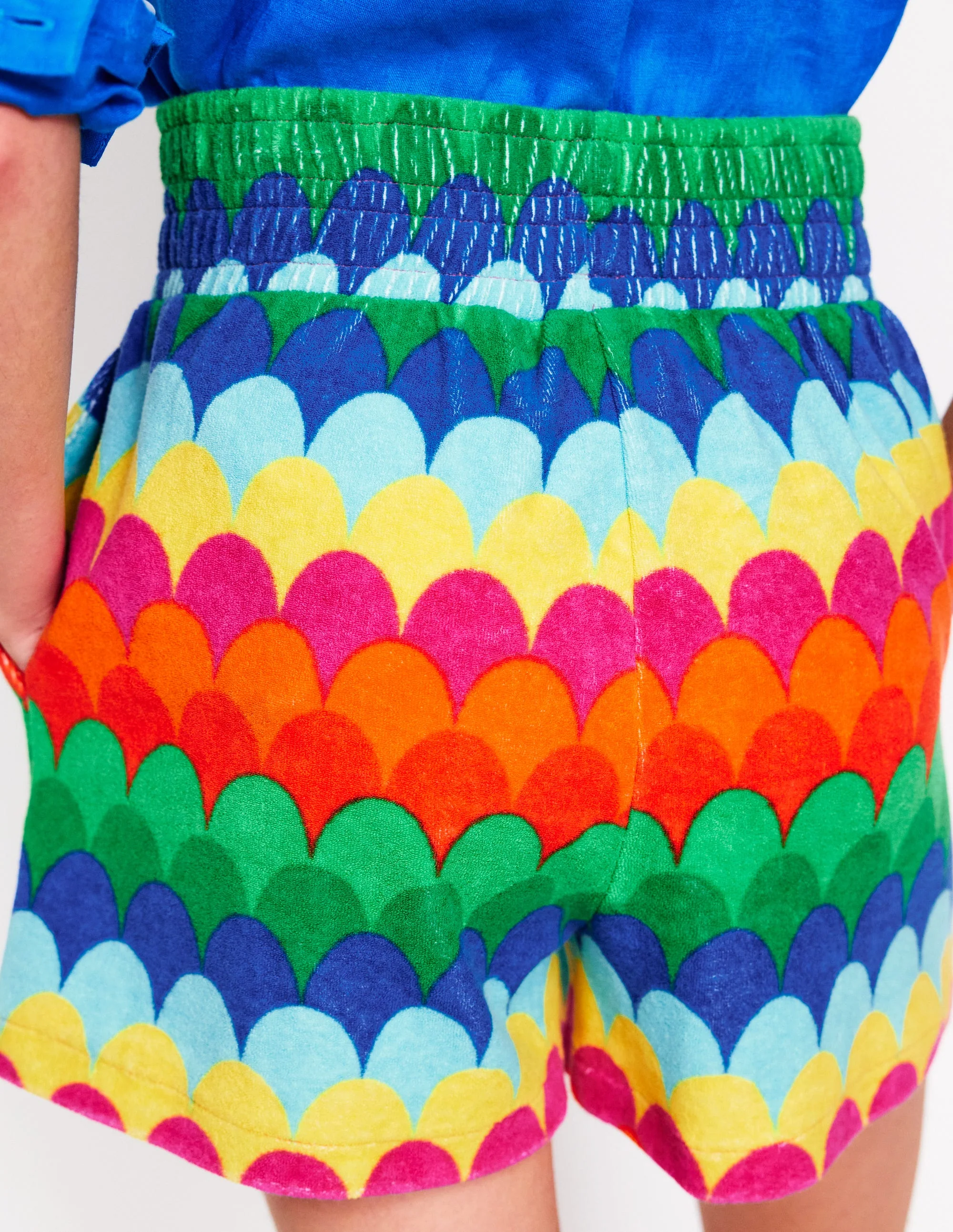 Gesmokte Frottee-Shorts-Bunt, Muschel-Streifen - Image 2