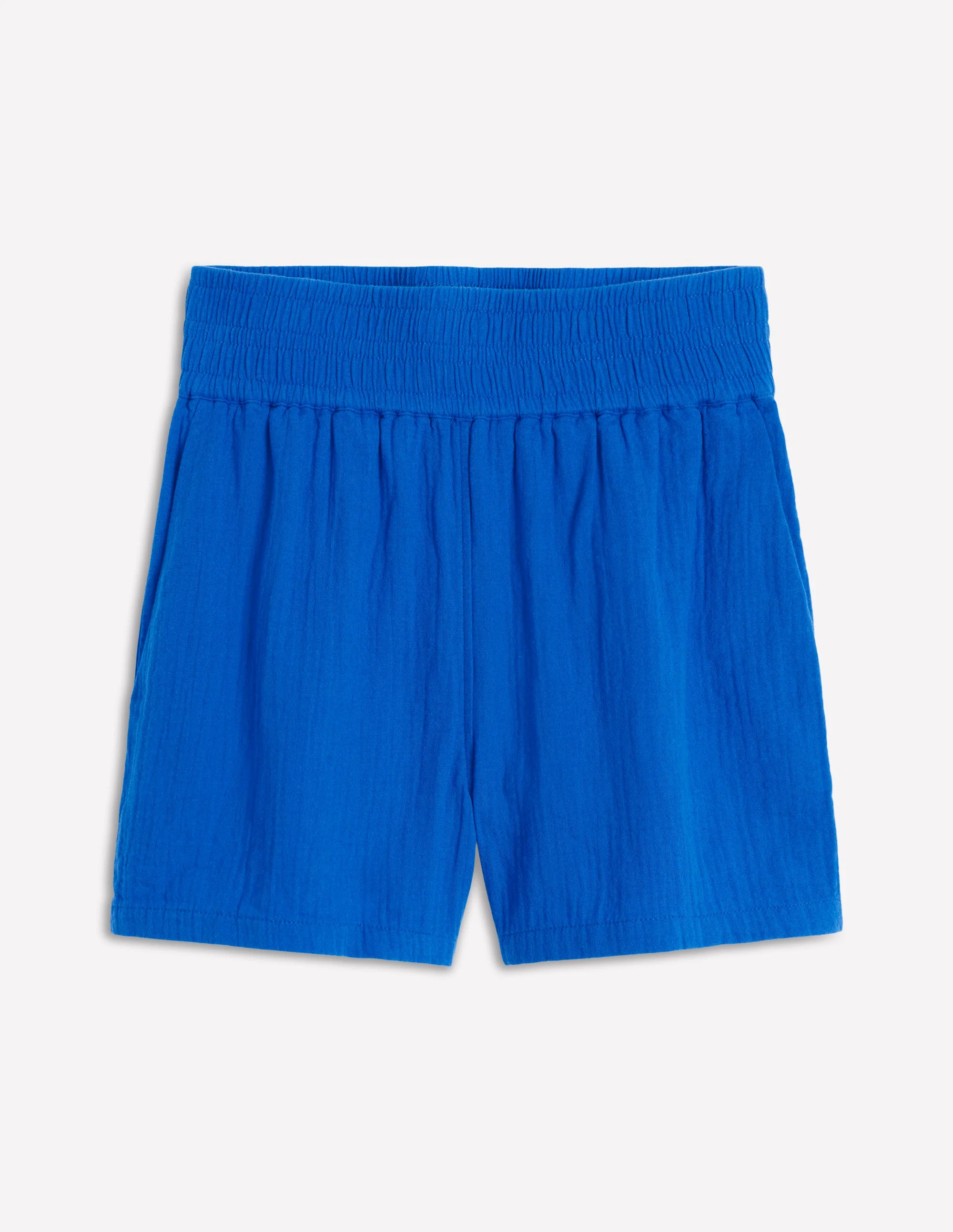 Gesmokte Shorts aus Doppeltuch-Galerie-Blau - Image 5