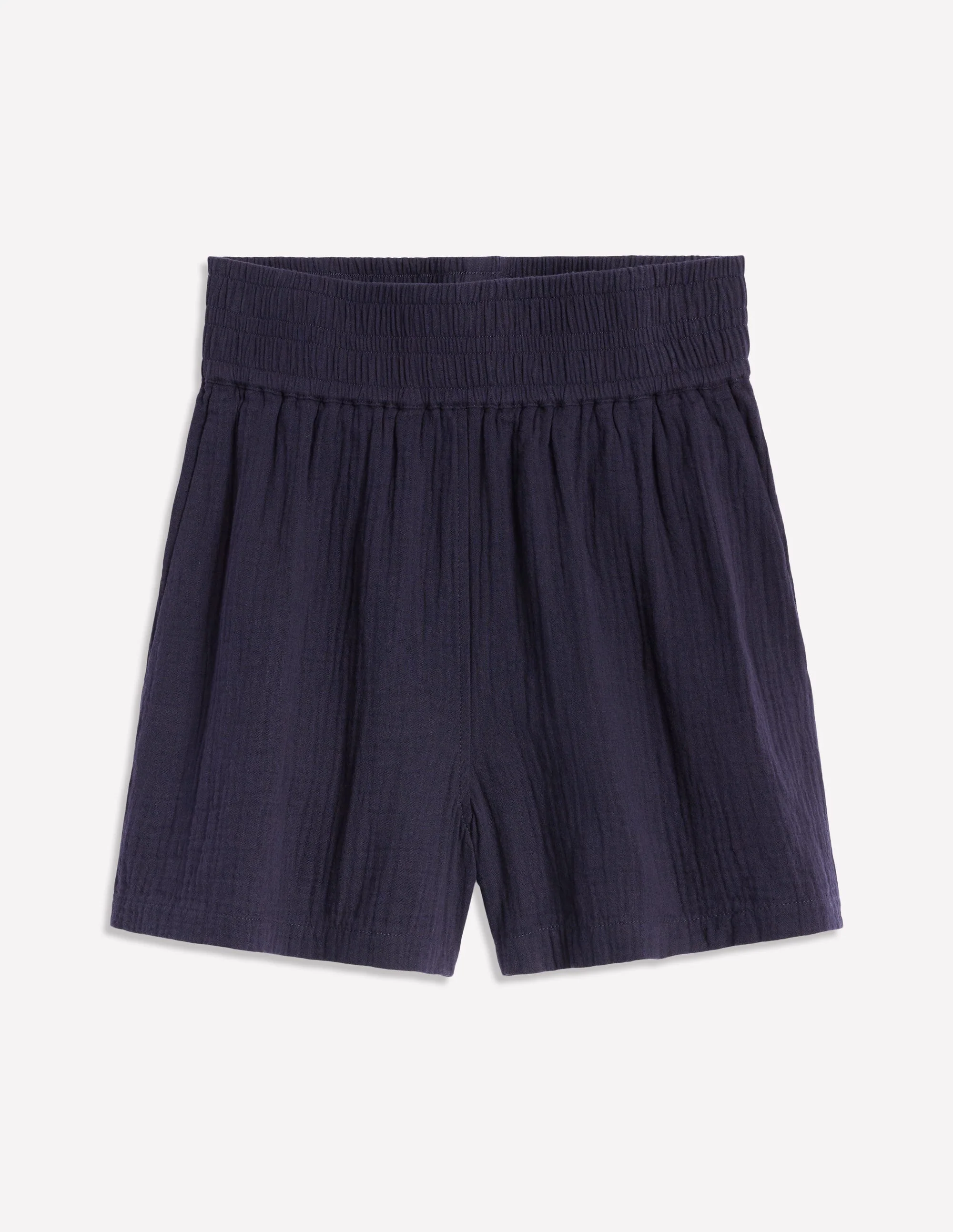 Gesmokte Shorts aus Doppeltuch-Marineblau - Image 5
