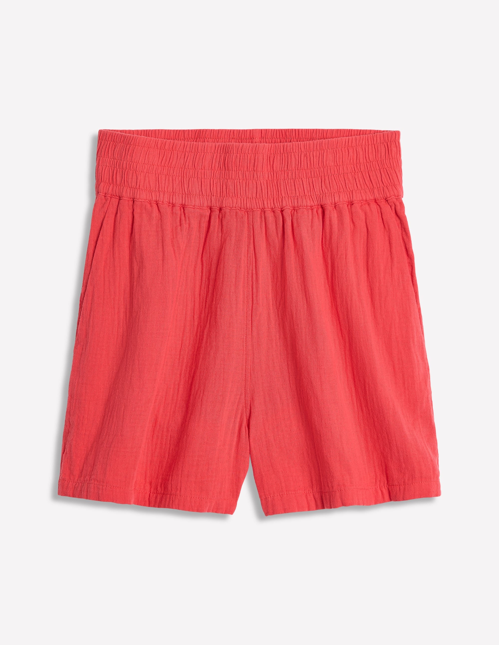Gesmokte Shorts aus Doppeltuch-Marmeladenrot - Image 5
