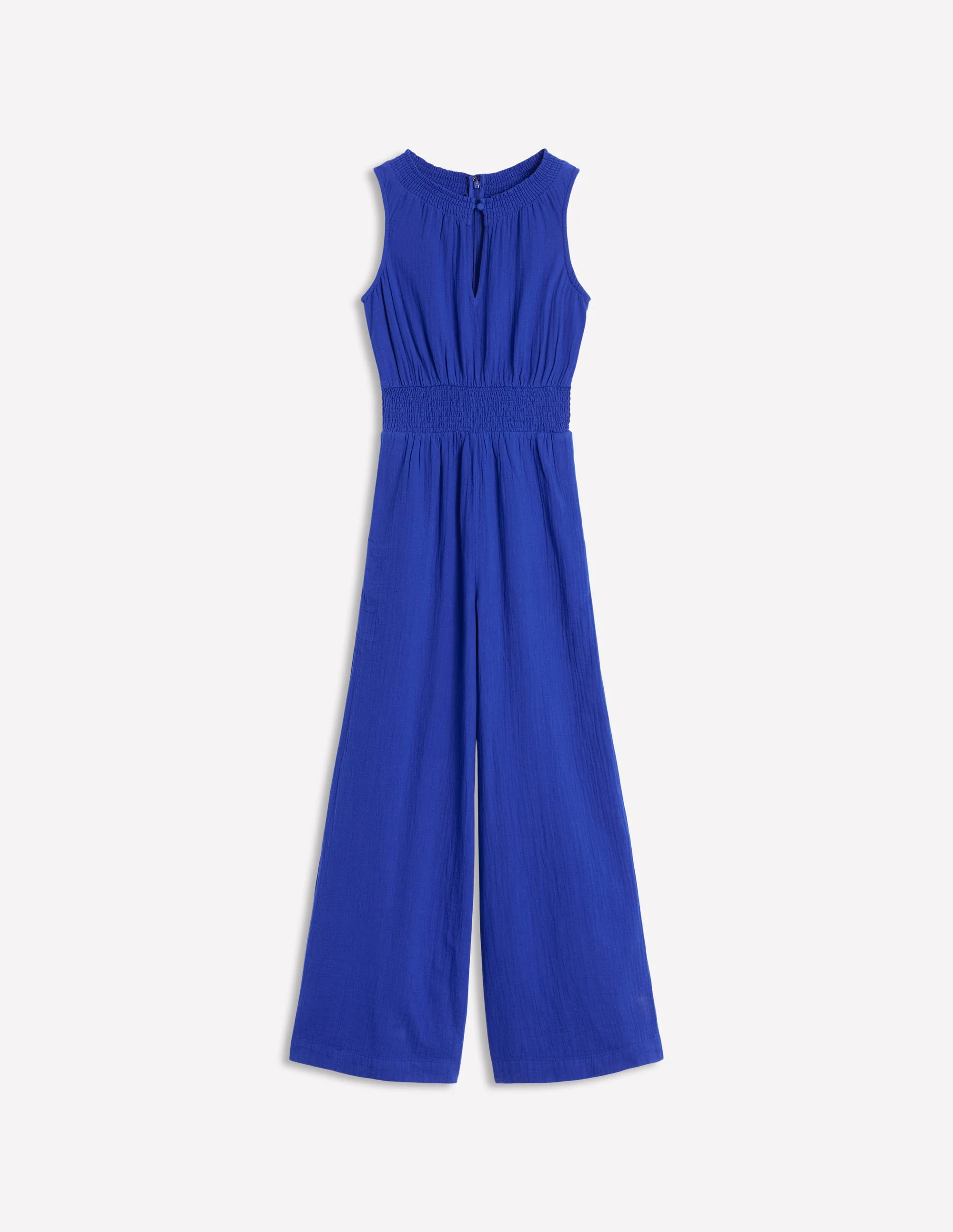 Gesmokter Doppeltuch-Jumpsuit-Leuchtendes Blau - Image 6