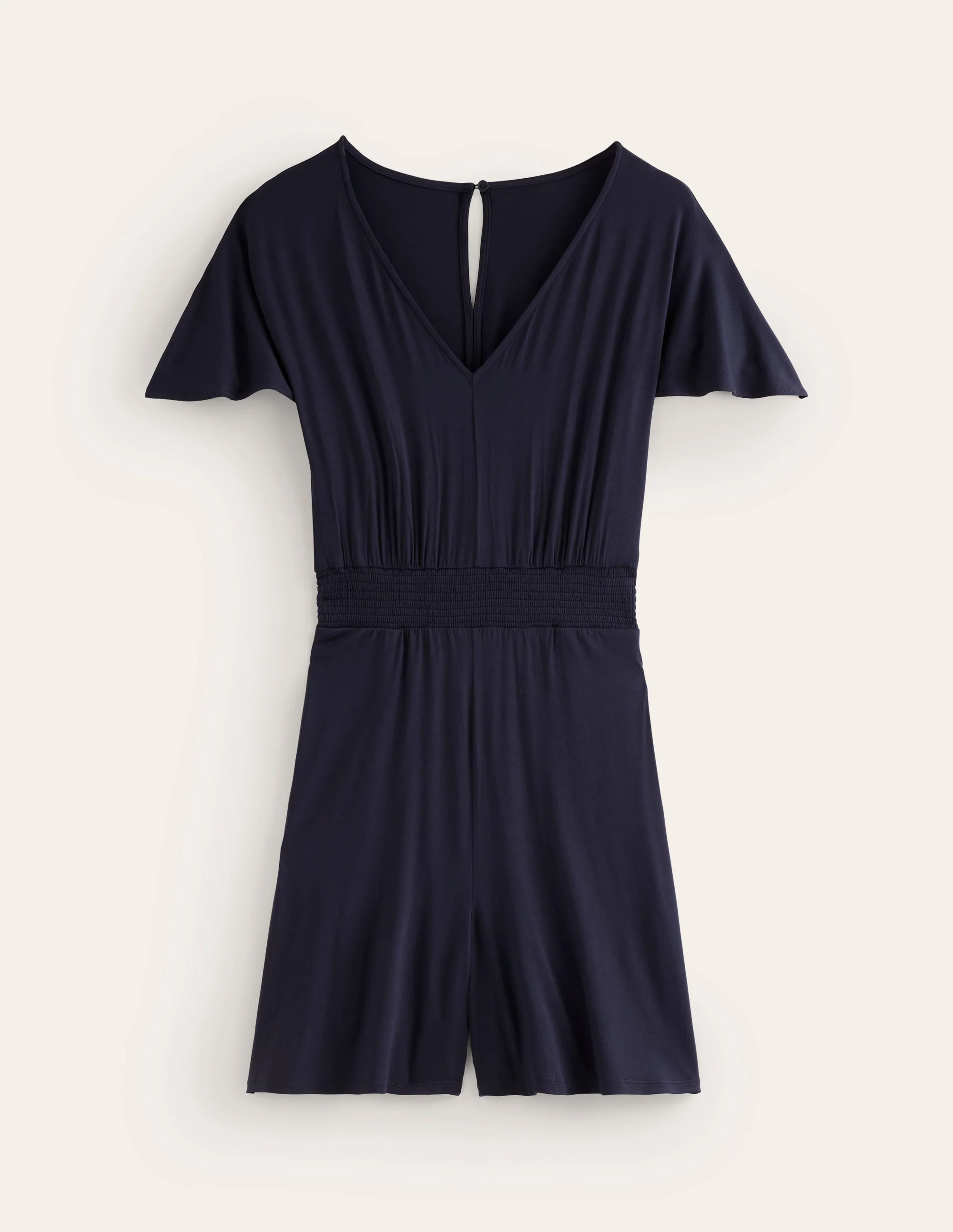 Gesmokter Playsuit aus Jersey-Aqua Marine Marl - Image 5