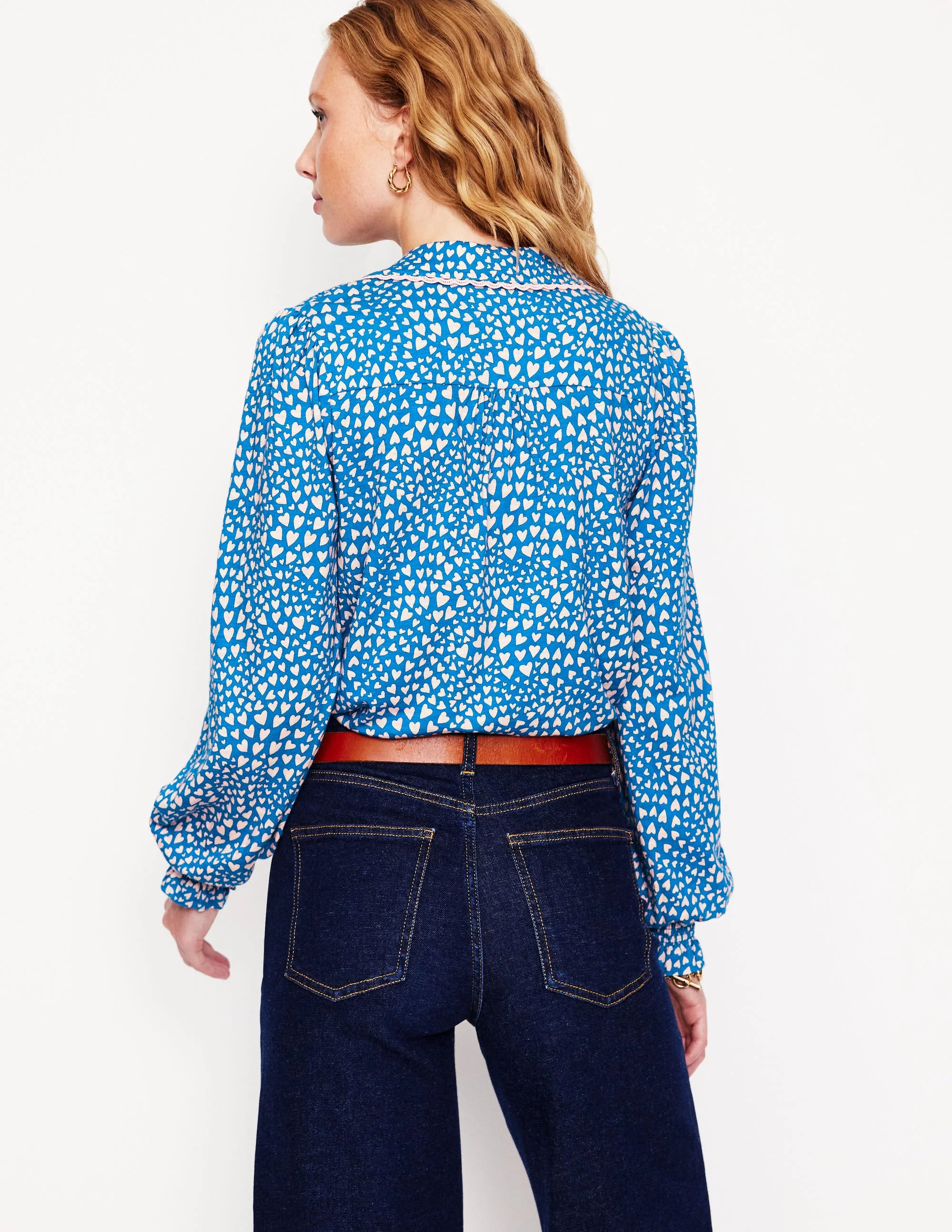Gesmoktes Jerseyhemd-Galerie-Blau, Paisley-Herz - Image 4