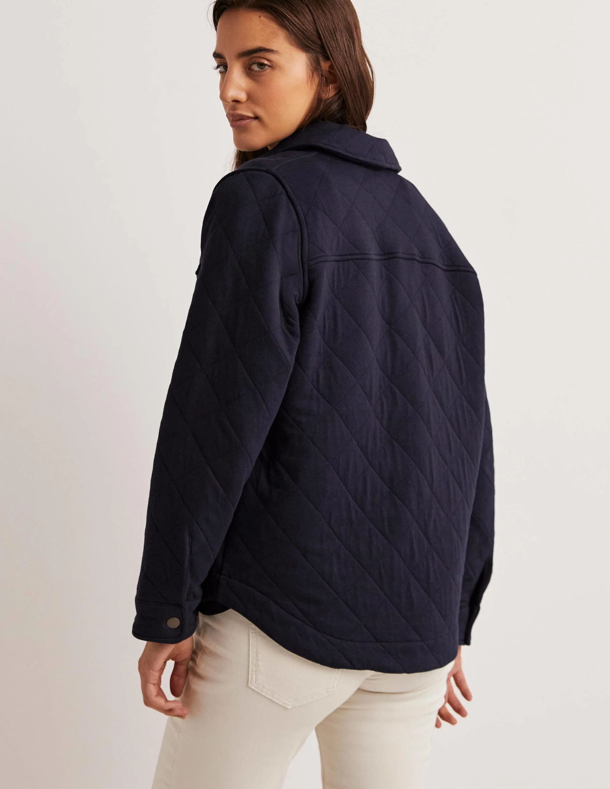 Gesteppte Hemdjacke aus Jersey-Marineblau - Image 3