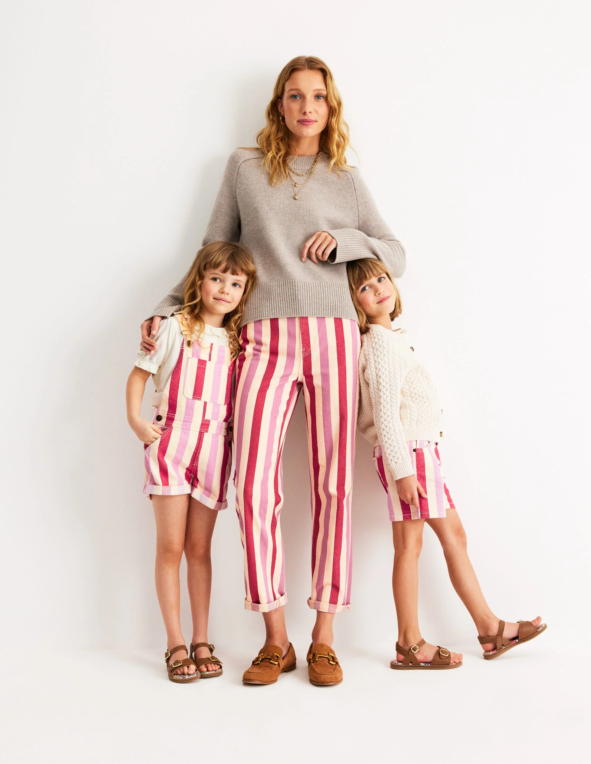 Gestreifte Jeans mit hohem Bund-Rot und Rosa Breite Streifen - Image 7