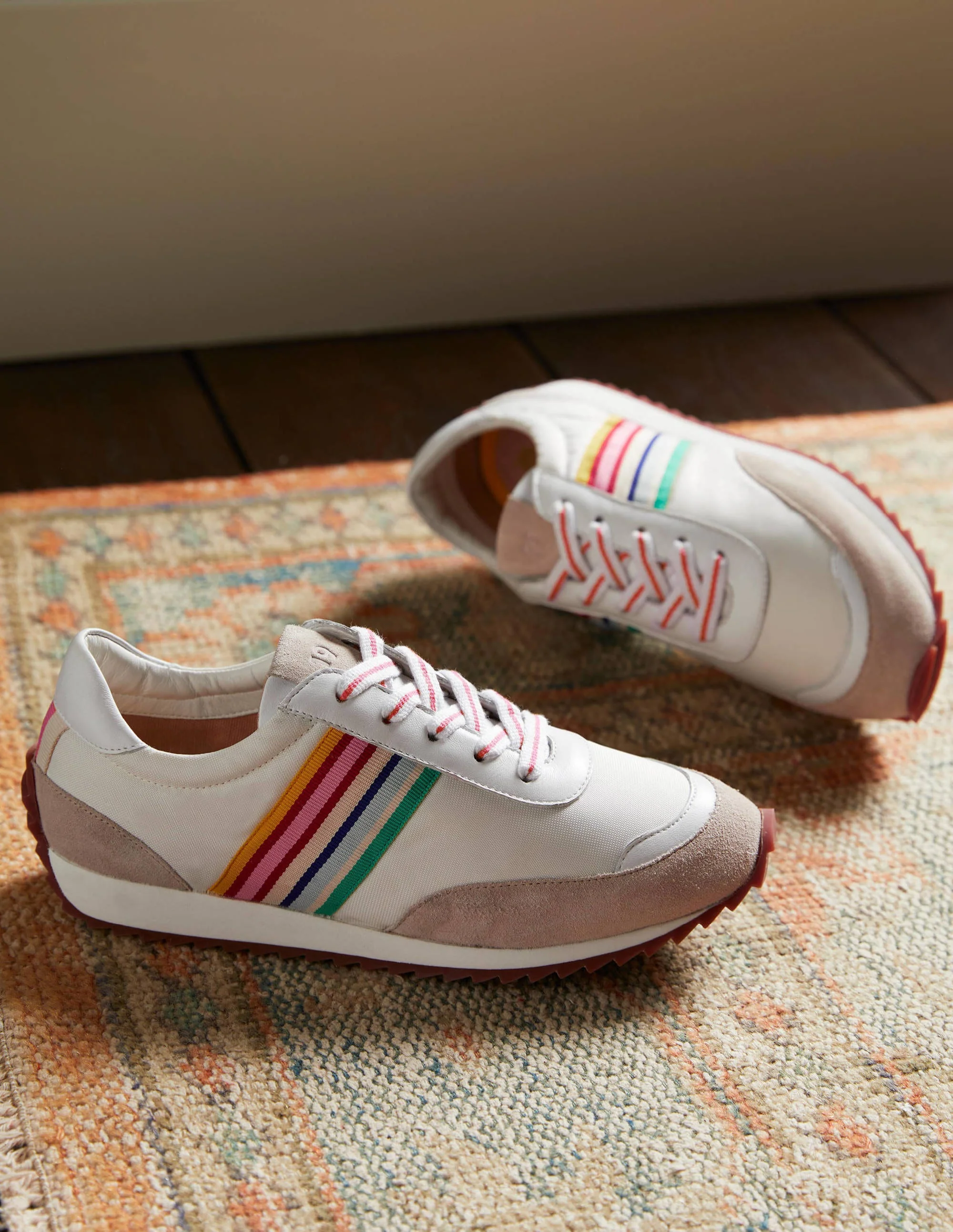 Gestreifte Laufschuhe-Weiß/Bunt, Gestreift