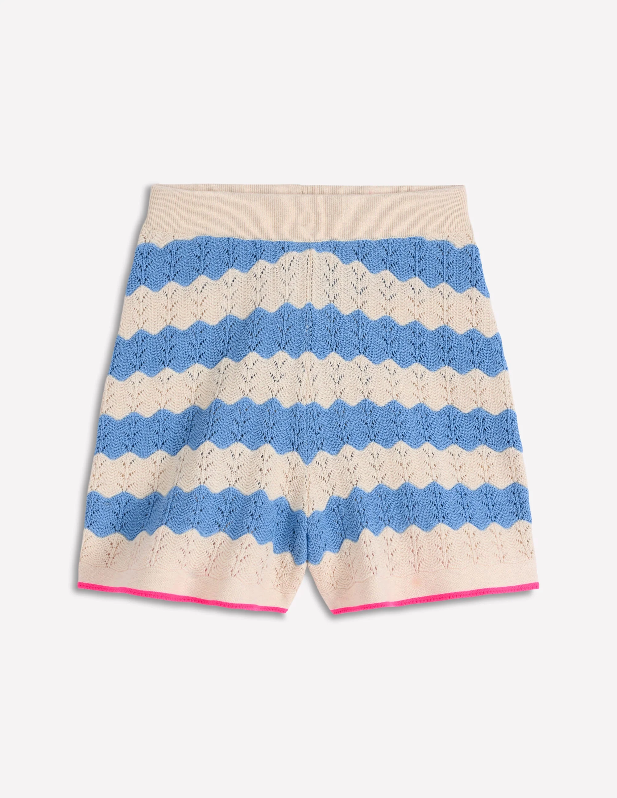 Gestrickte Pointelle-Shorts-Blau, Weiß - Image 6