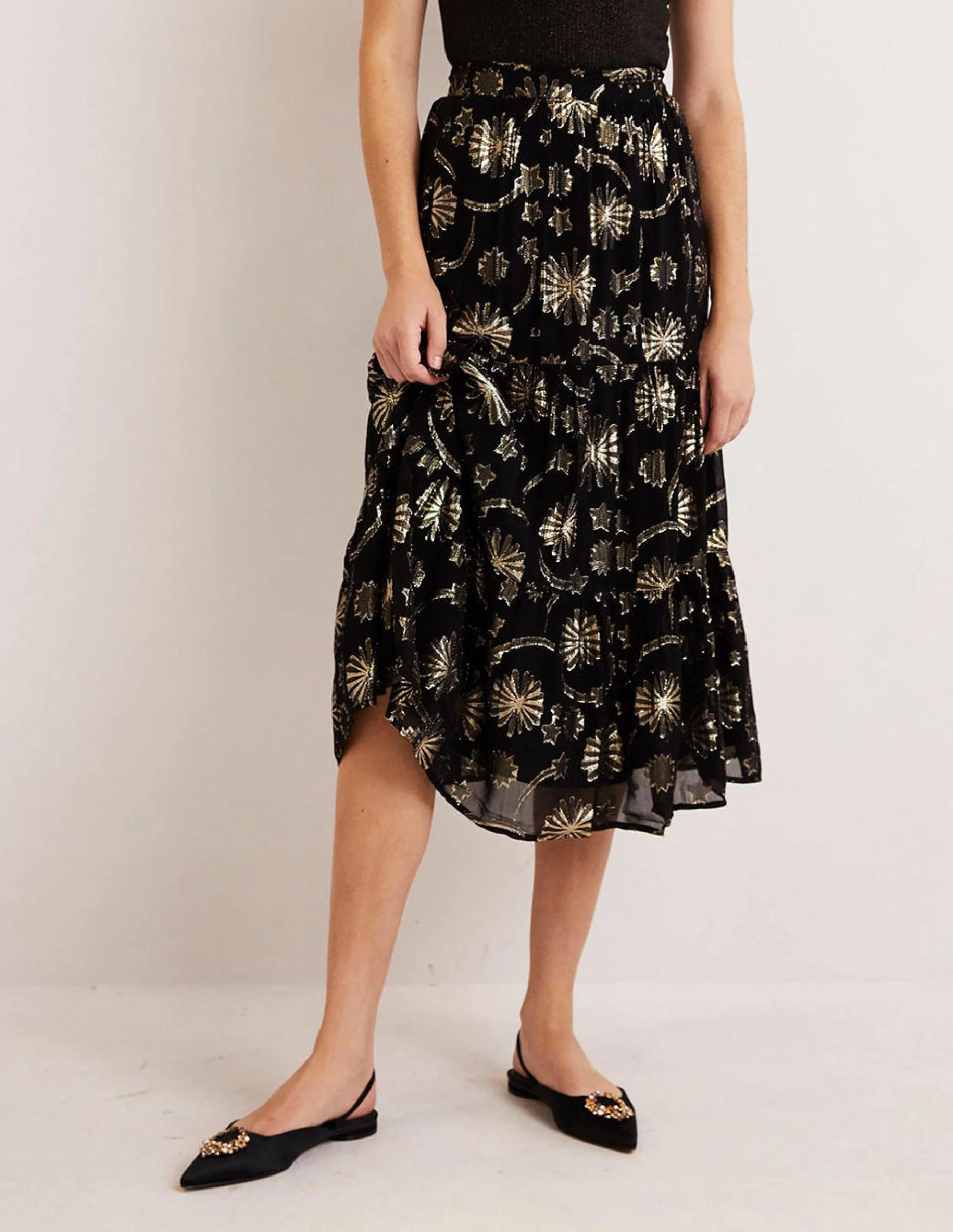 Gestufter Midirock-Lurex/Jacquard - Image 4