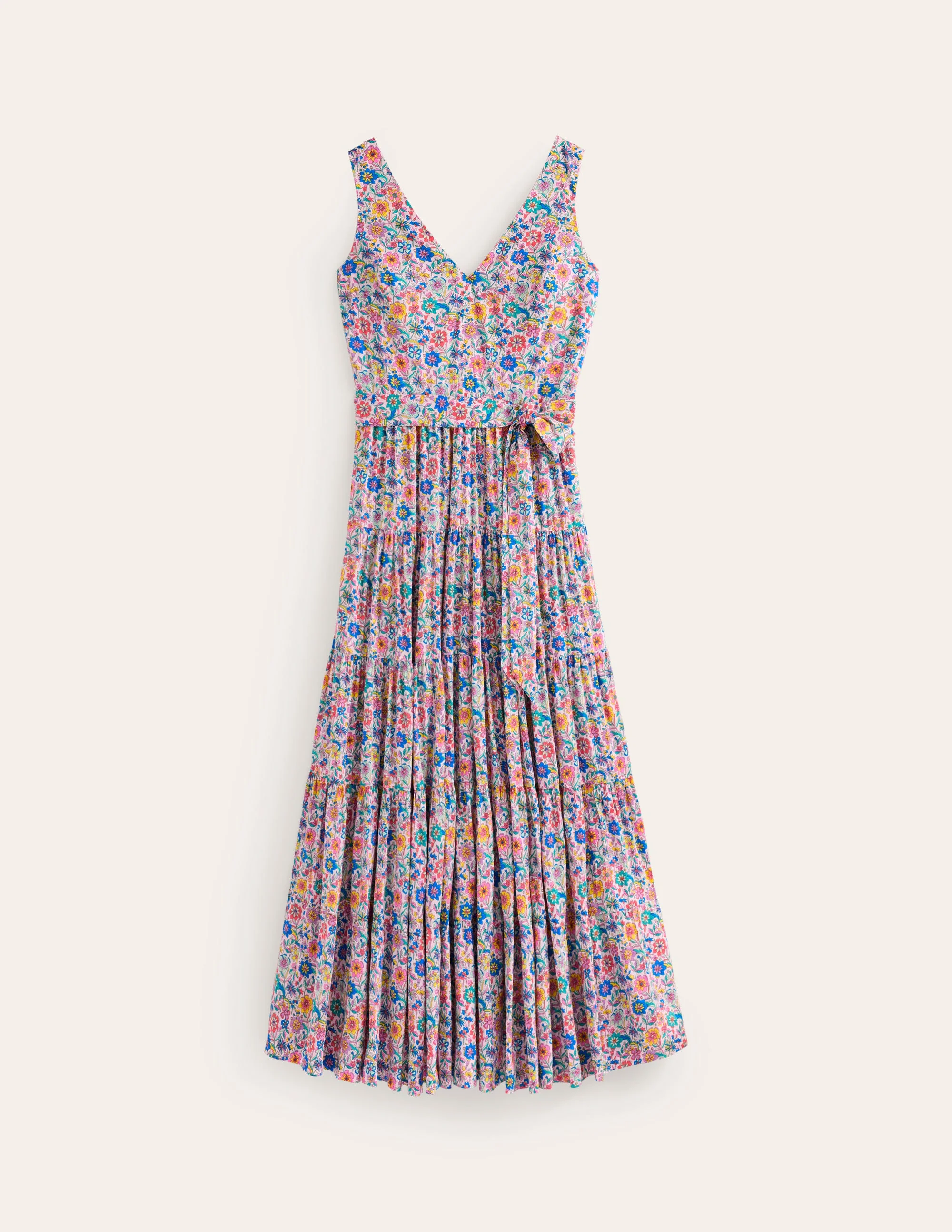 Gestuftes Baumwoll-Midikleid-Bunt, Exotische Blüte - Image 6