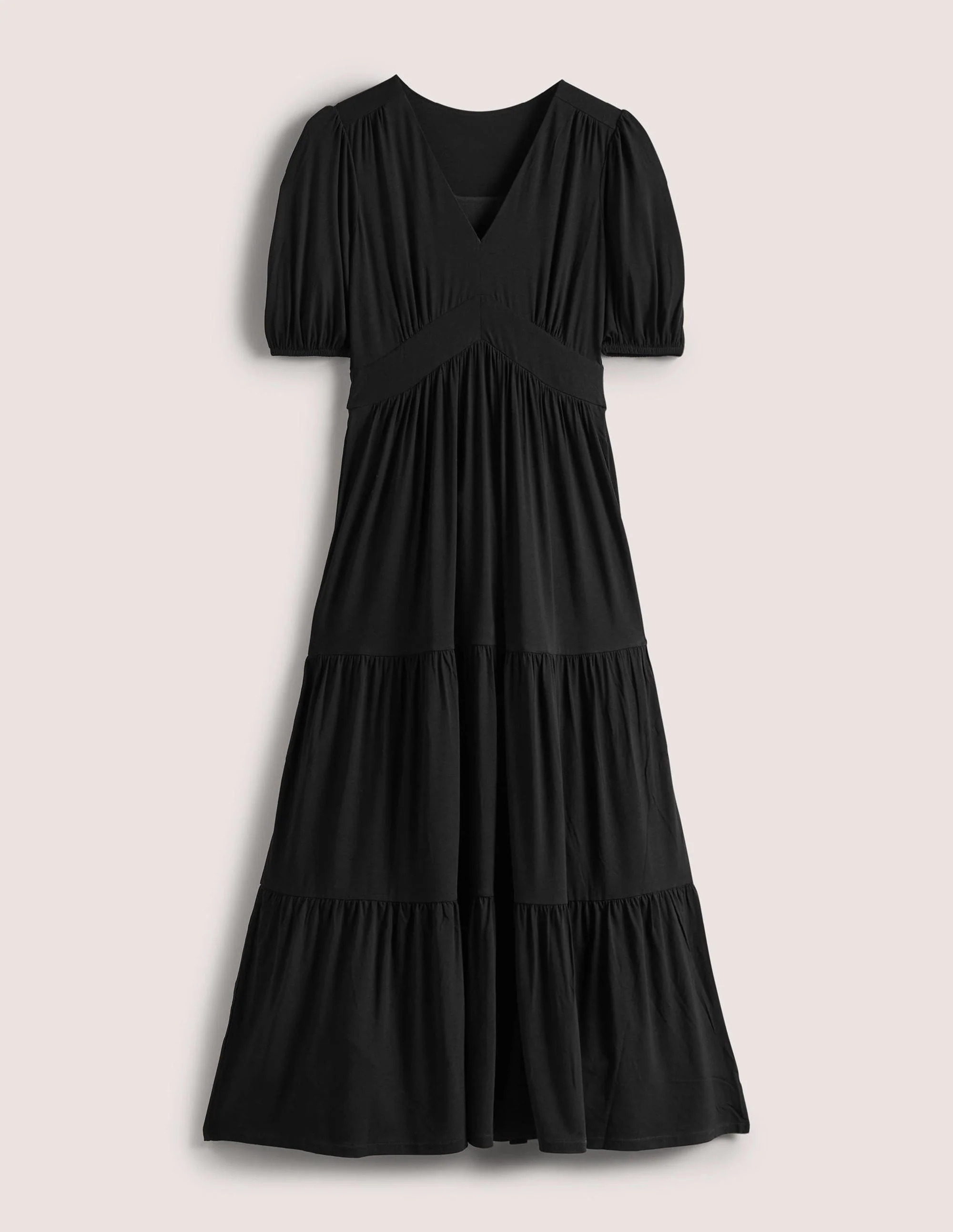 Gestuftes Jersey-Maxikleid-Schwarz - Image 6
