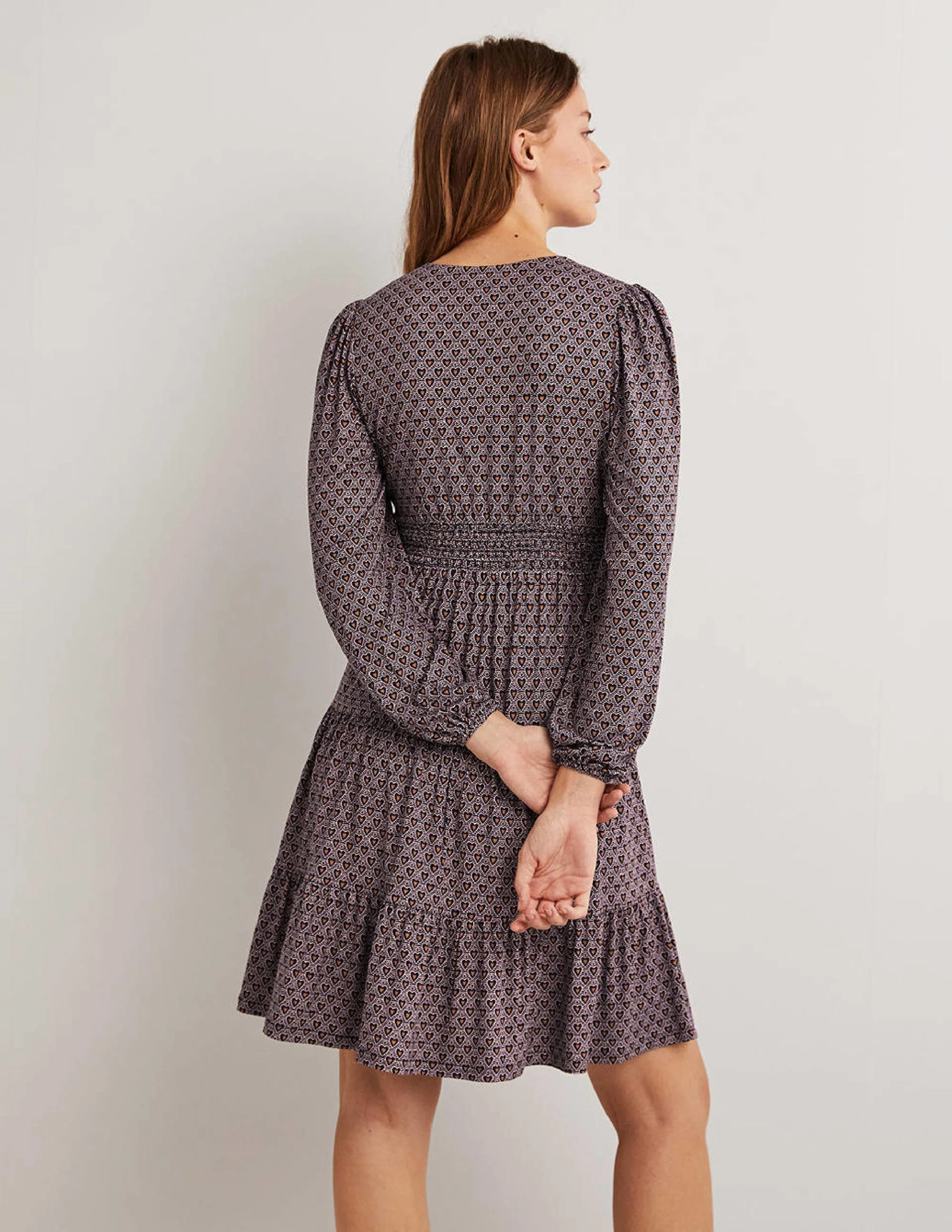 Gestuftes Jersey-Minikleid-Französisches Navy, Zierliche Herzen - Image 3
