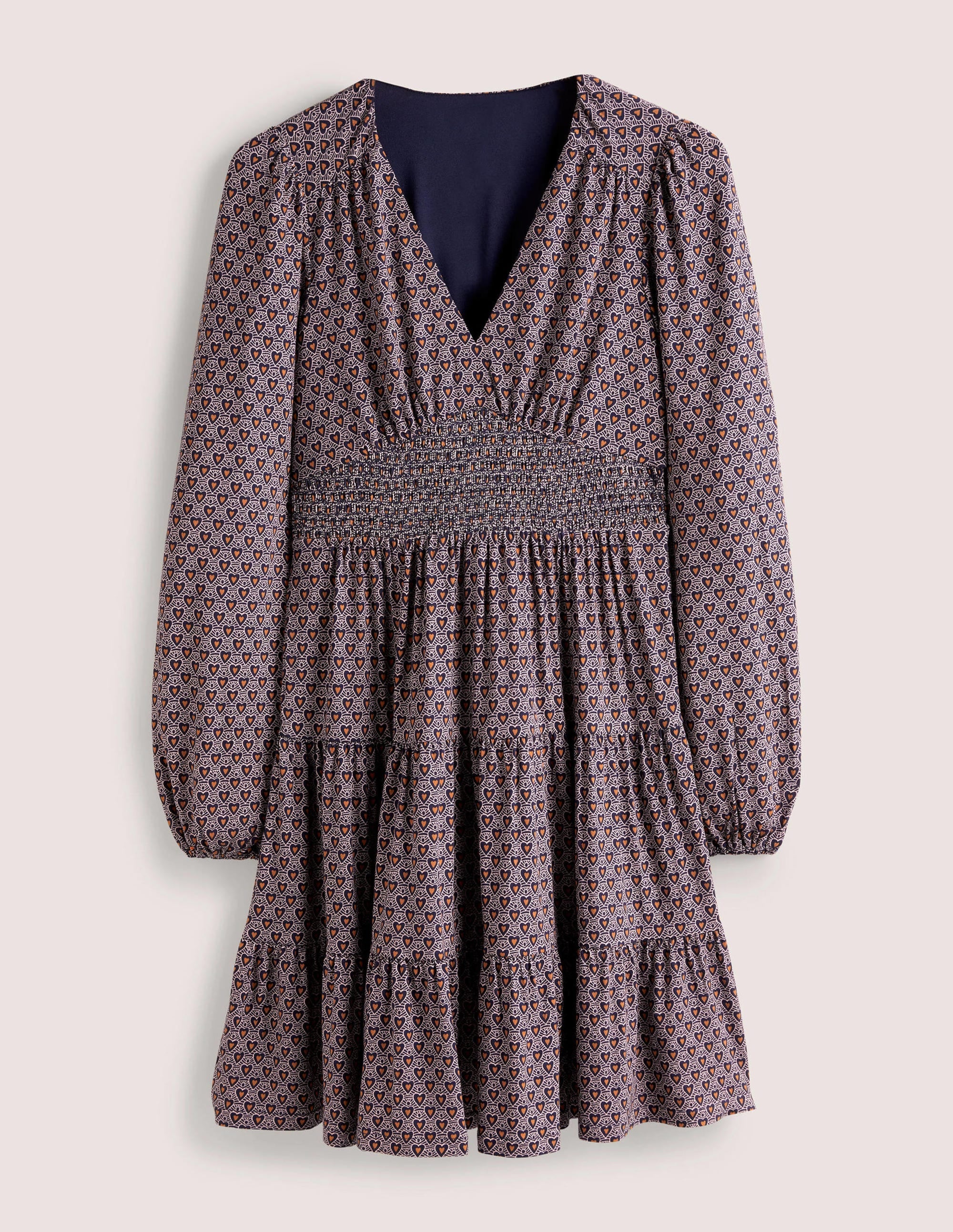 Gestuftes Jersey-Minikleid-Französisches Navy, Zierliche Herzen - Image 6
