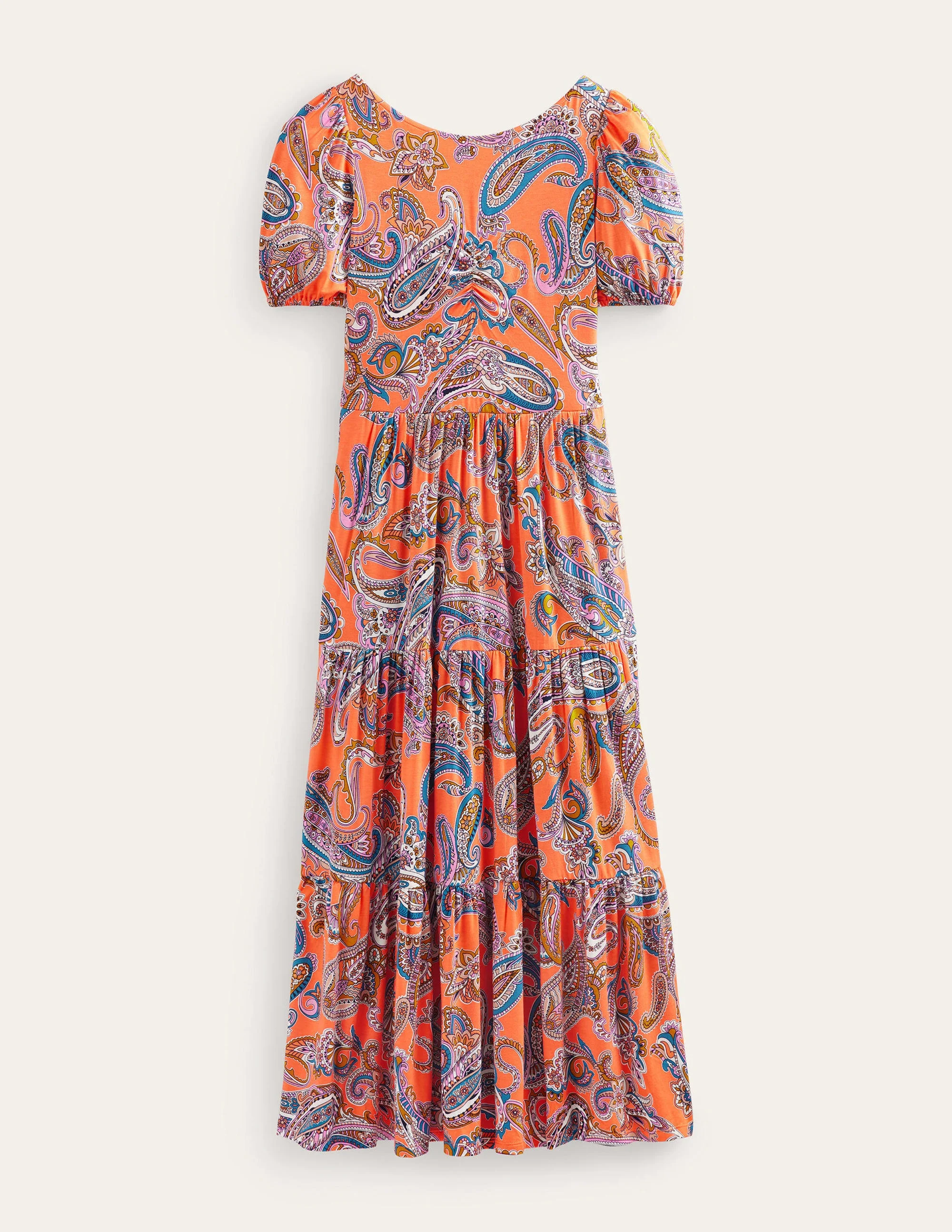 Gestuftes Maxikleid mit offenem Rücken-Orangengelee, Paradise Pop - Image 5