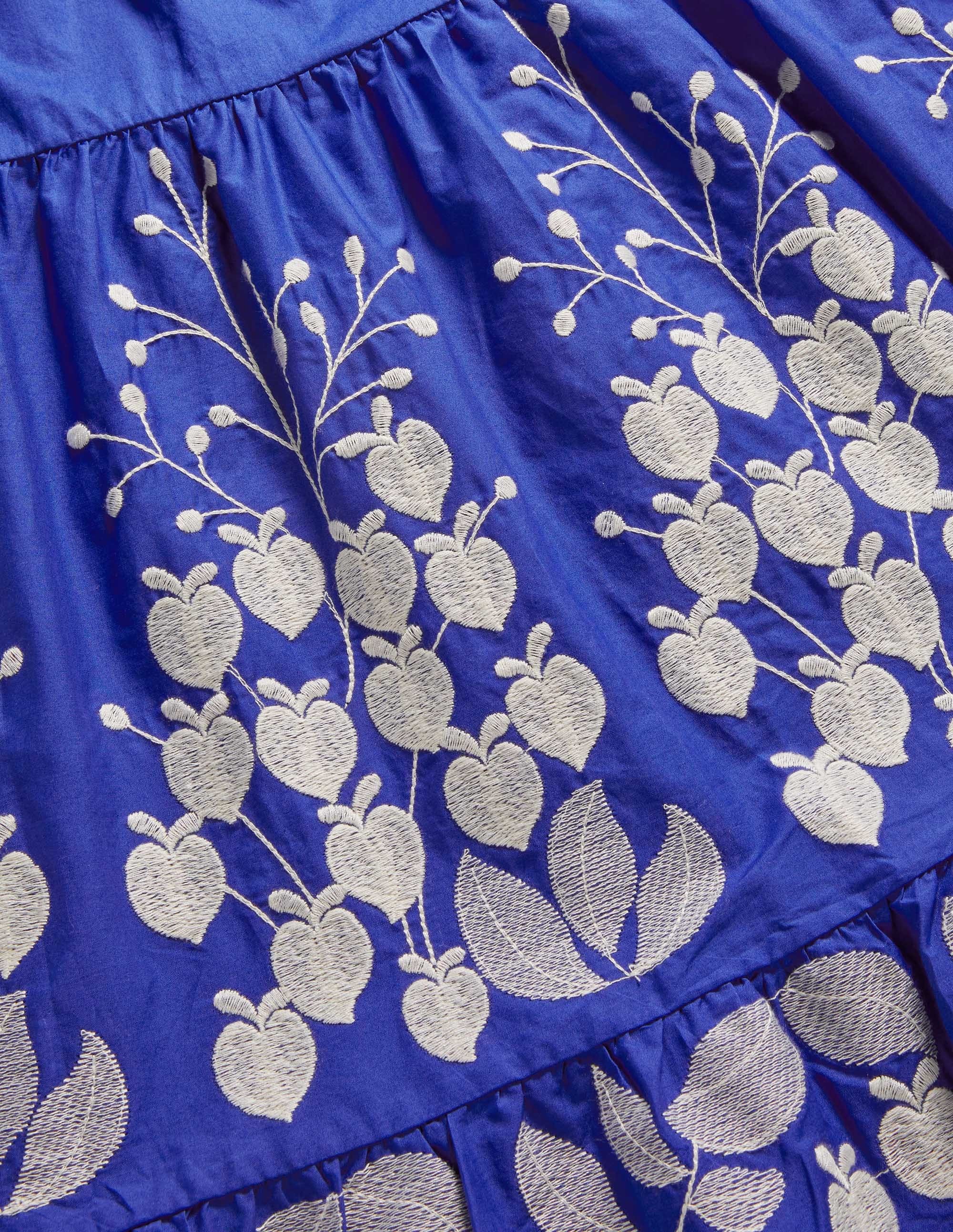 Gestuftes Midikleid mit Stickerei-Wellenblau, Stickerei - Image 5