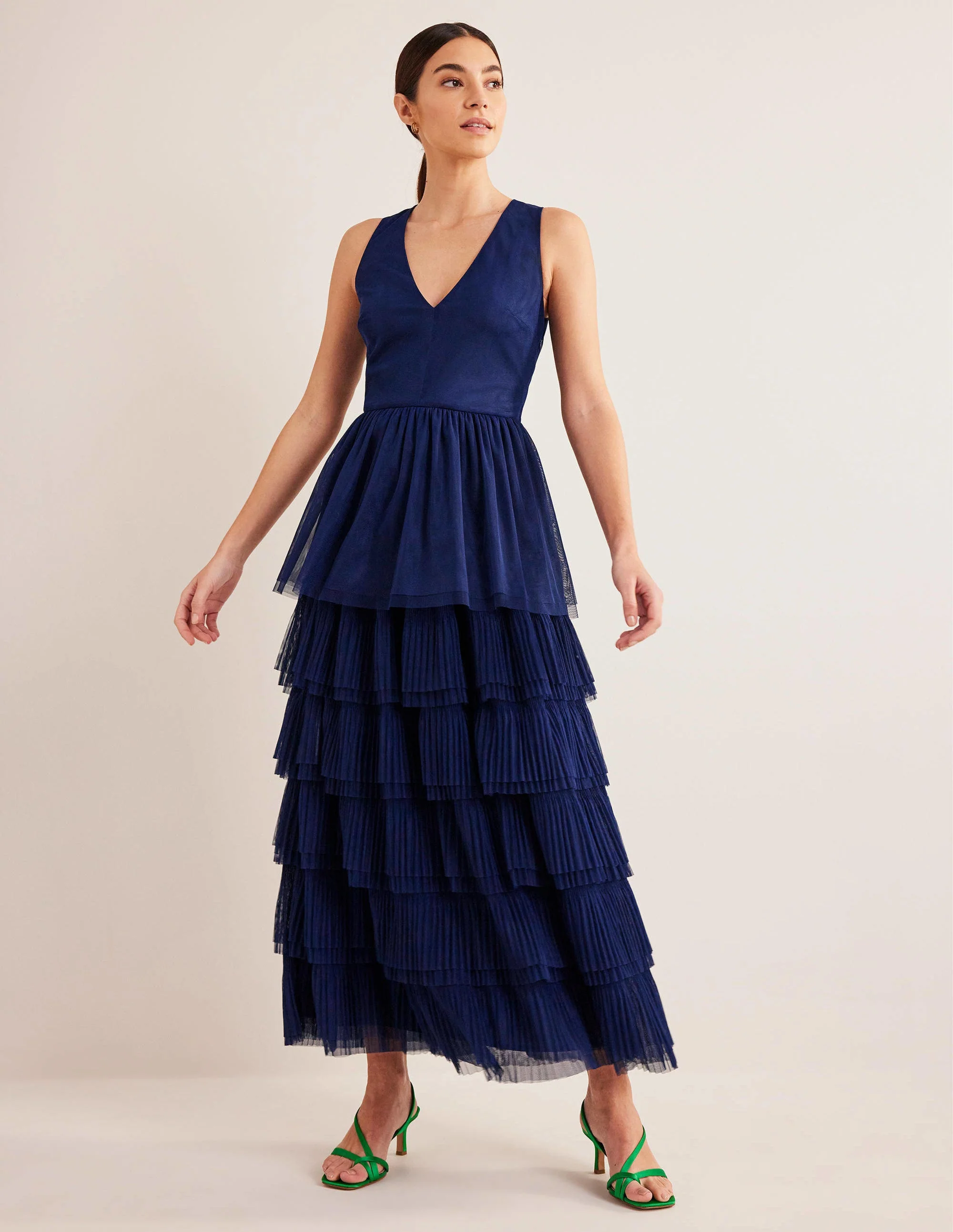 Gestuftes Tüll-Maxikleid-Marineblau - Image 2