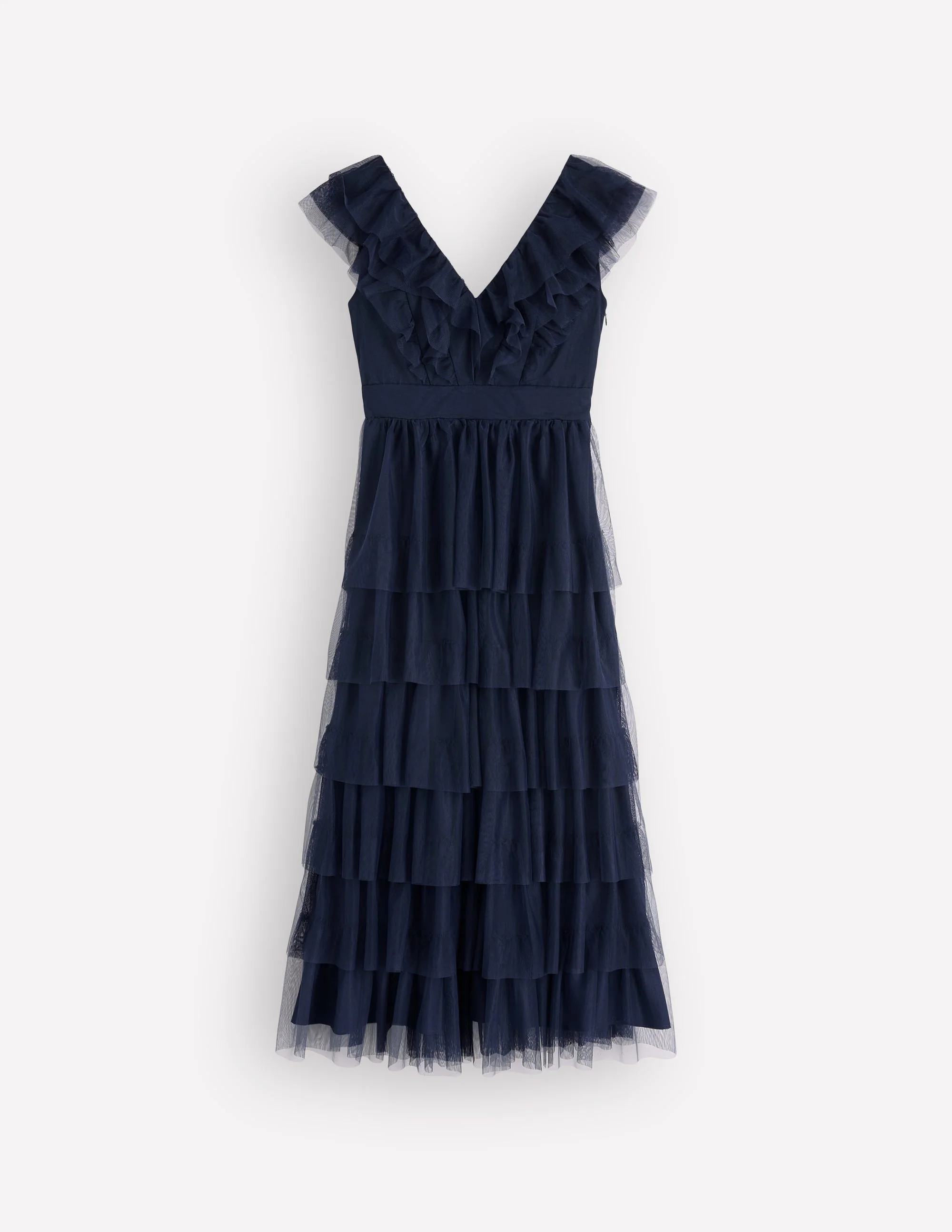 Gestuftes Tüllkleid mit Rüschen-Marineblau - Image 8