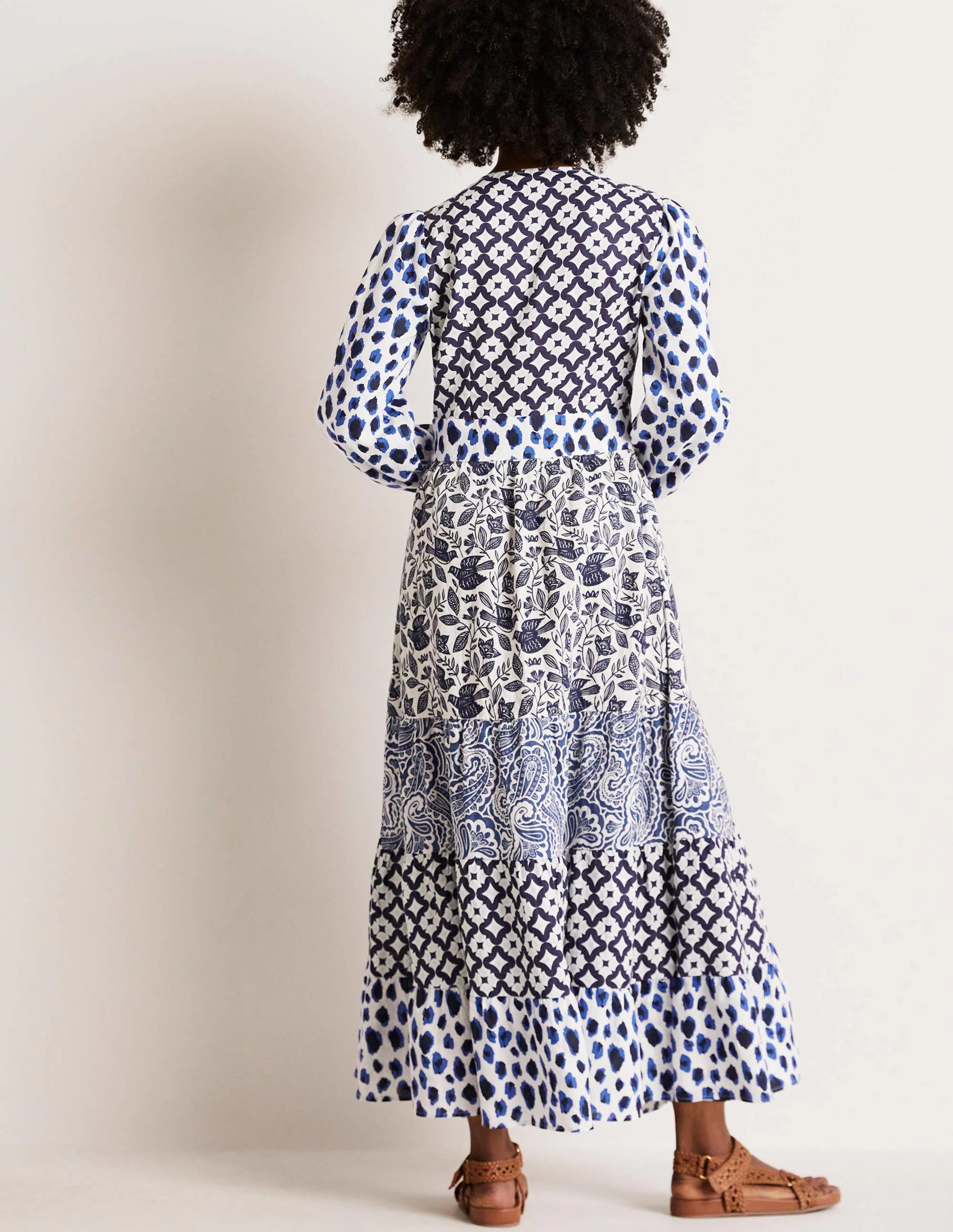 Gestuftes Upcycling Maxi-Kleid-Blau - Image 8