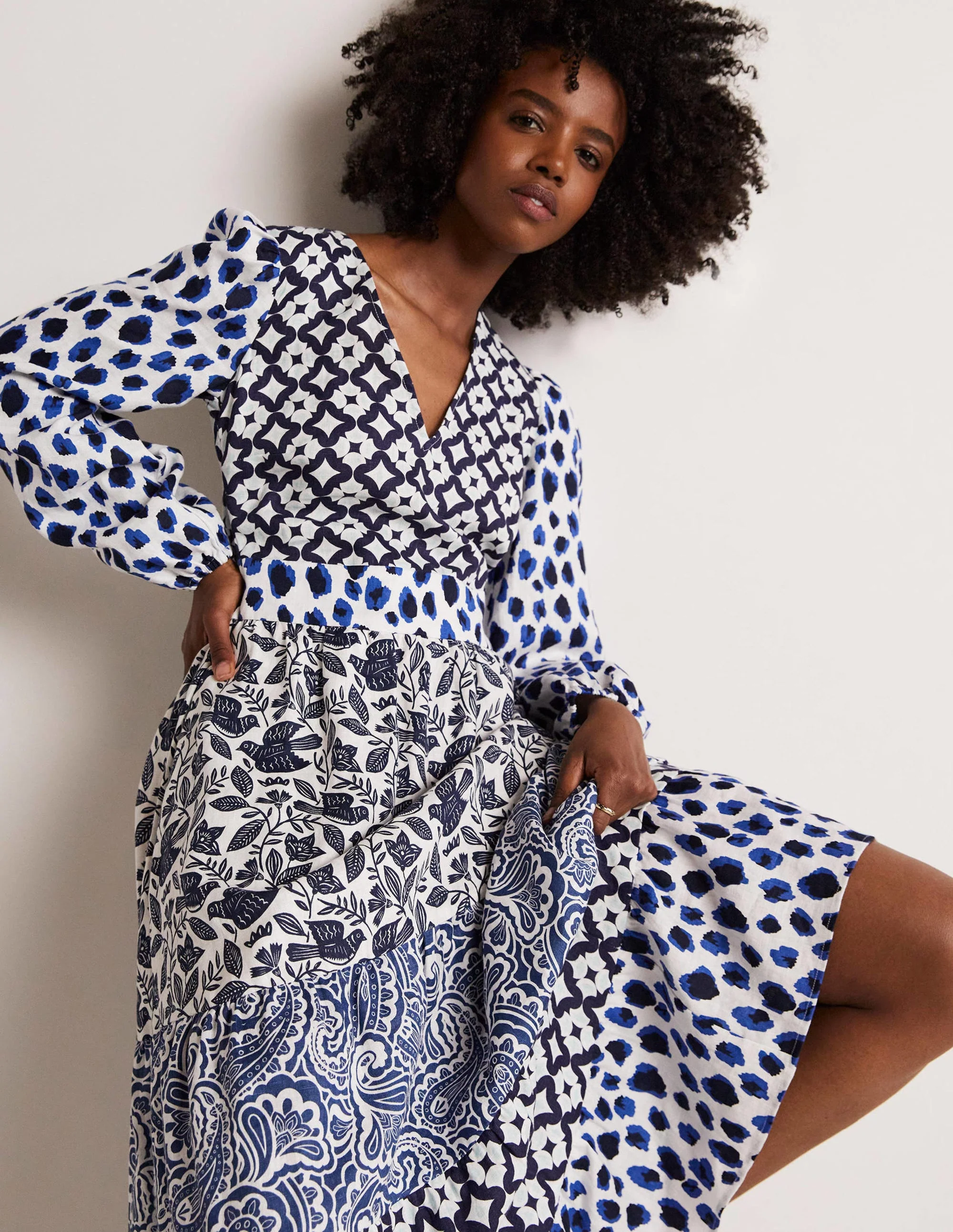 Gestuftes Upcycling Maxi-Kleid-Blau - Image 9