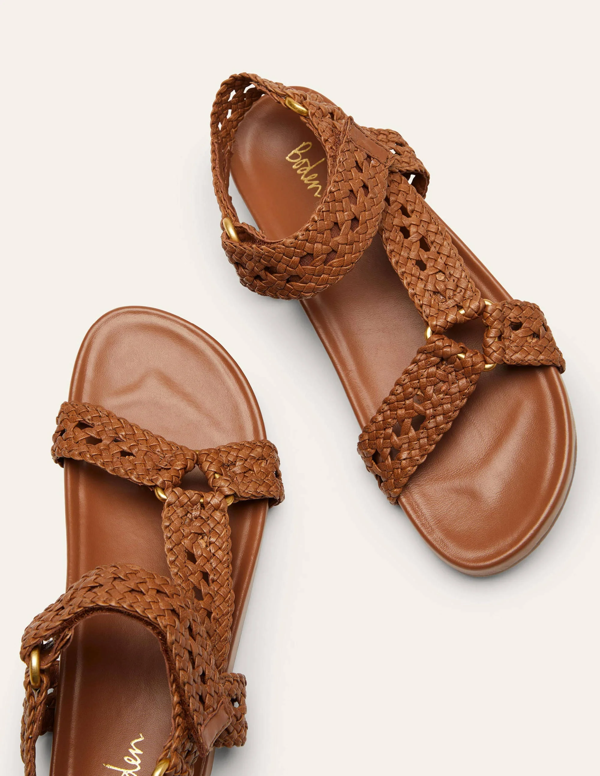 Gewebte Ledersandalen-Hellbraun