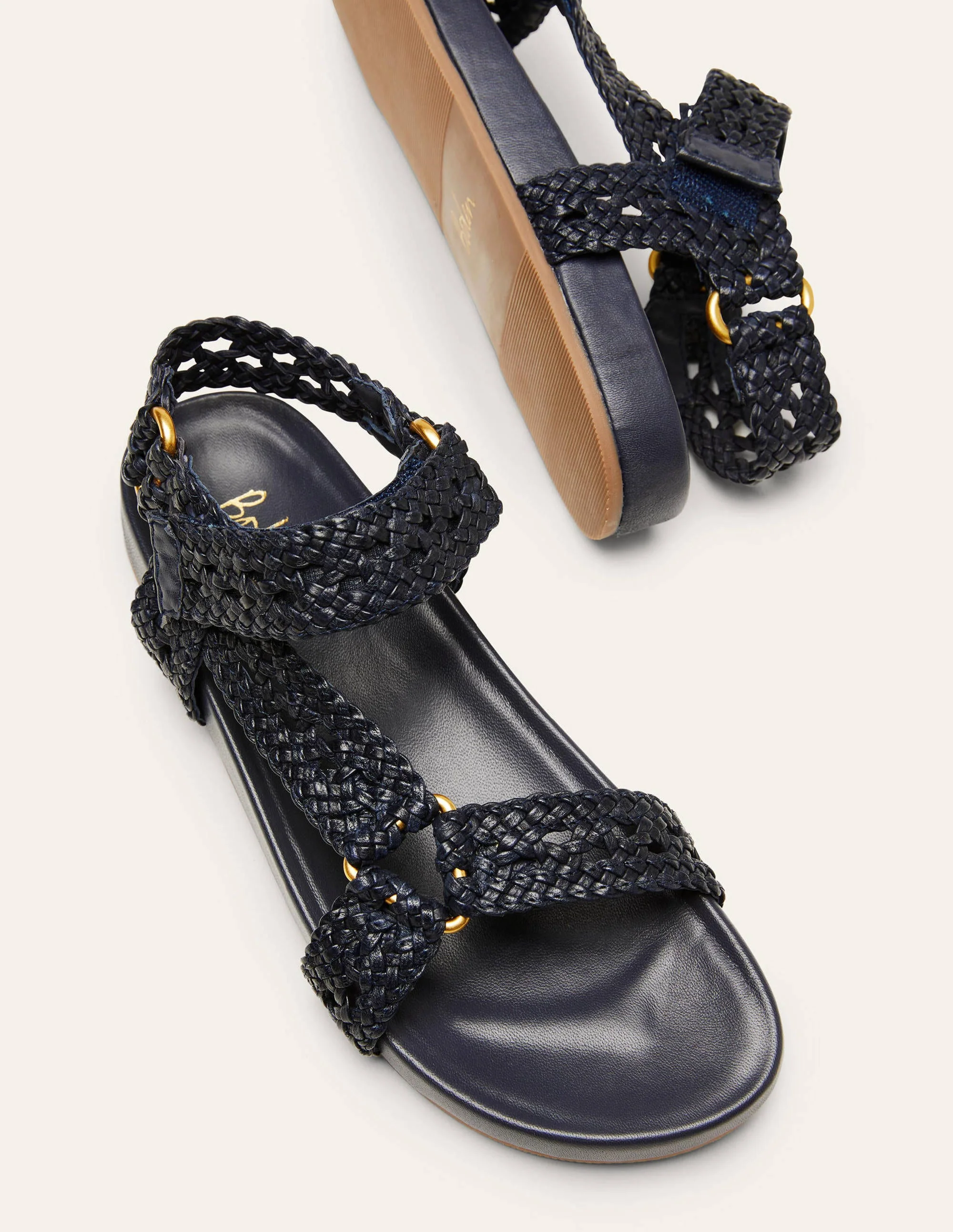 Gewebte Ledersandalen-Marineblau