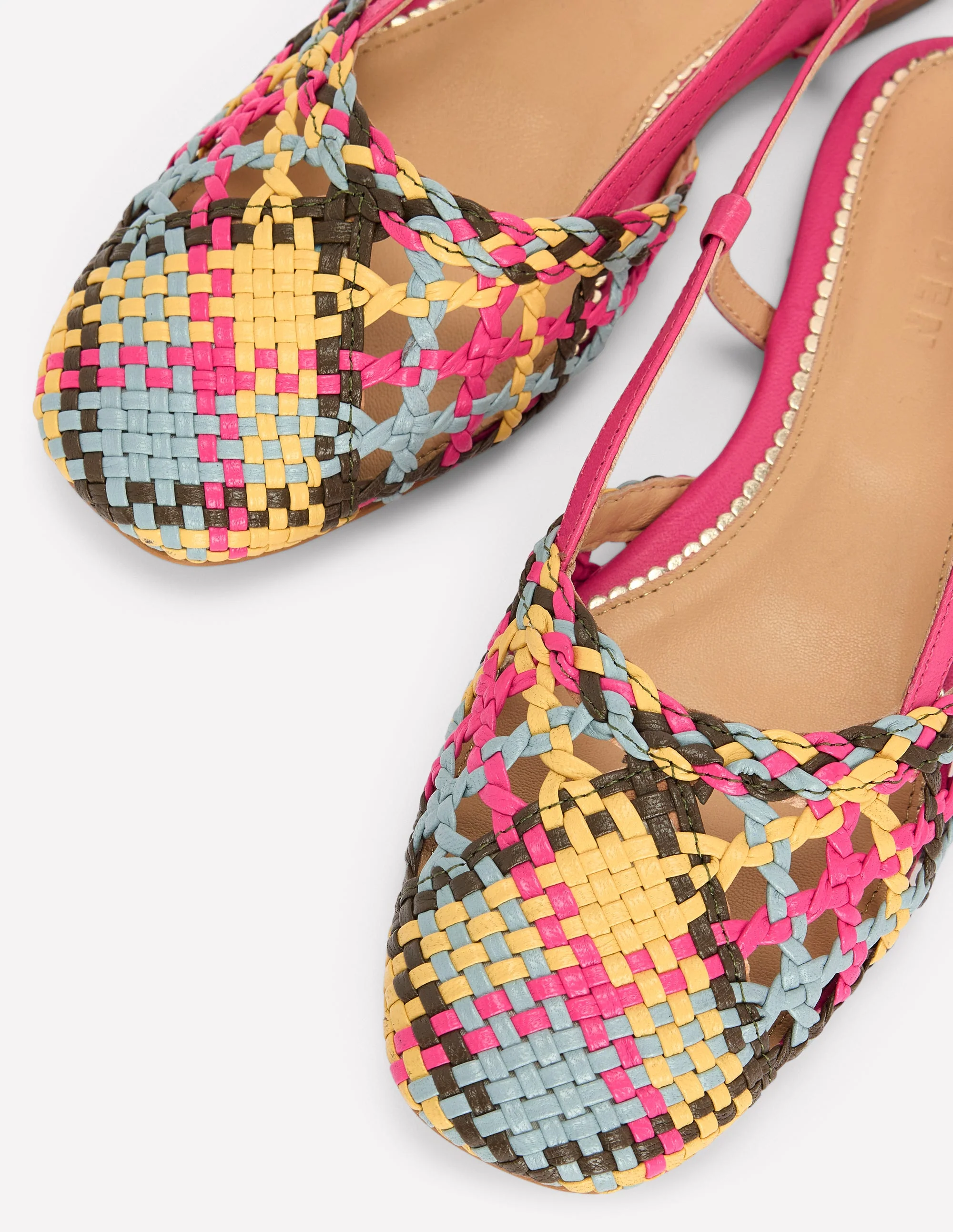 Gewebte Slingback-Ballerinas-Bunt Karomuster - Image 4