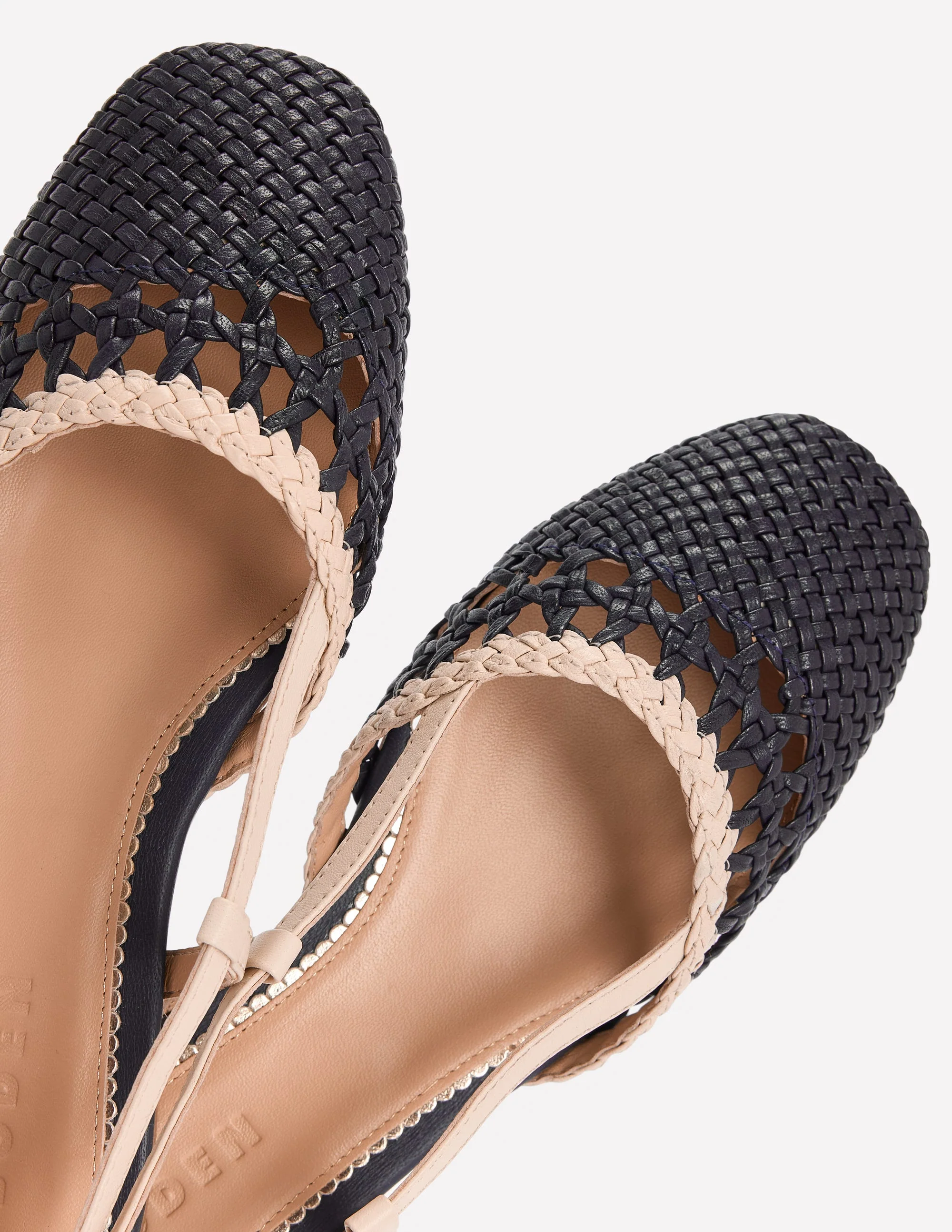 Gewebte Slingback-Ballerinas-Marineblau/Naturweiß - Image 4