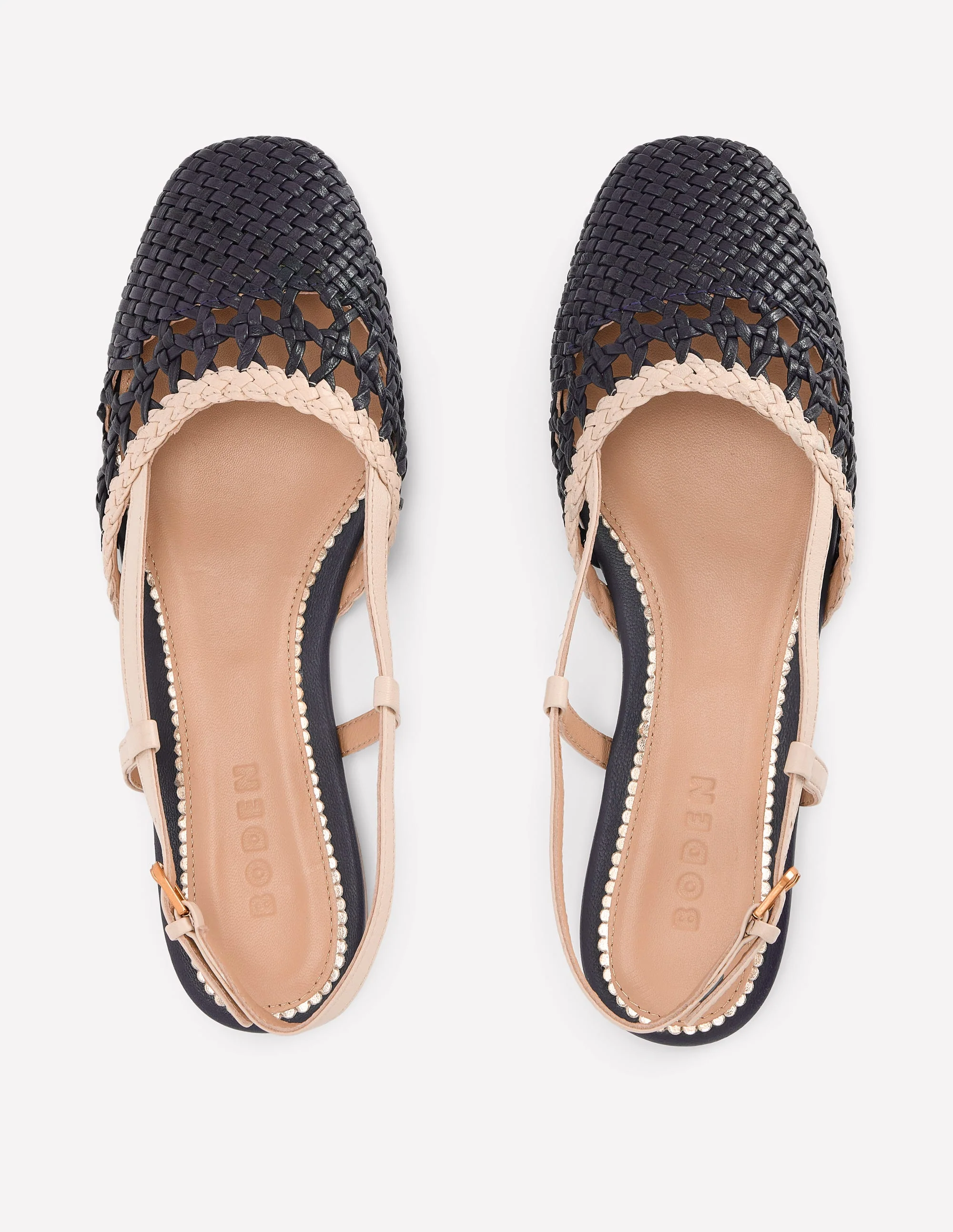 Gewebte Slingback-Ballerinas-Marineblau/Naturweiß - Image 5
