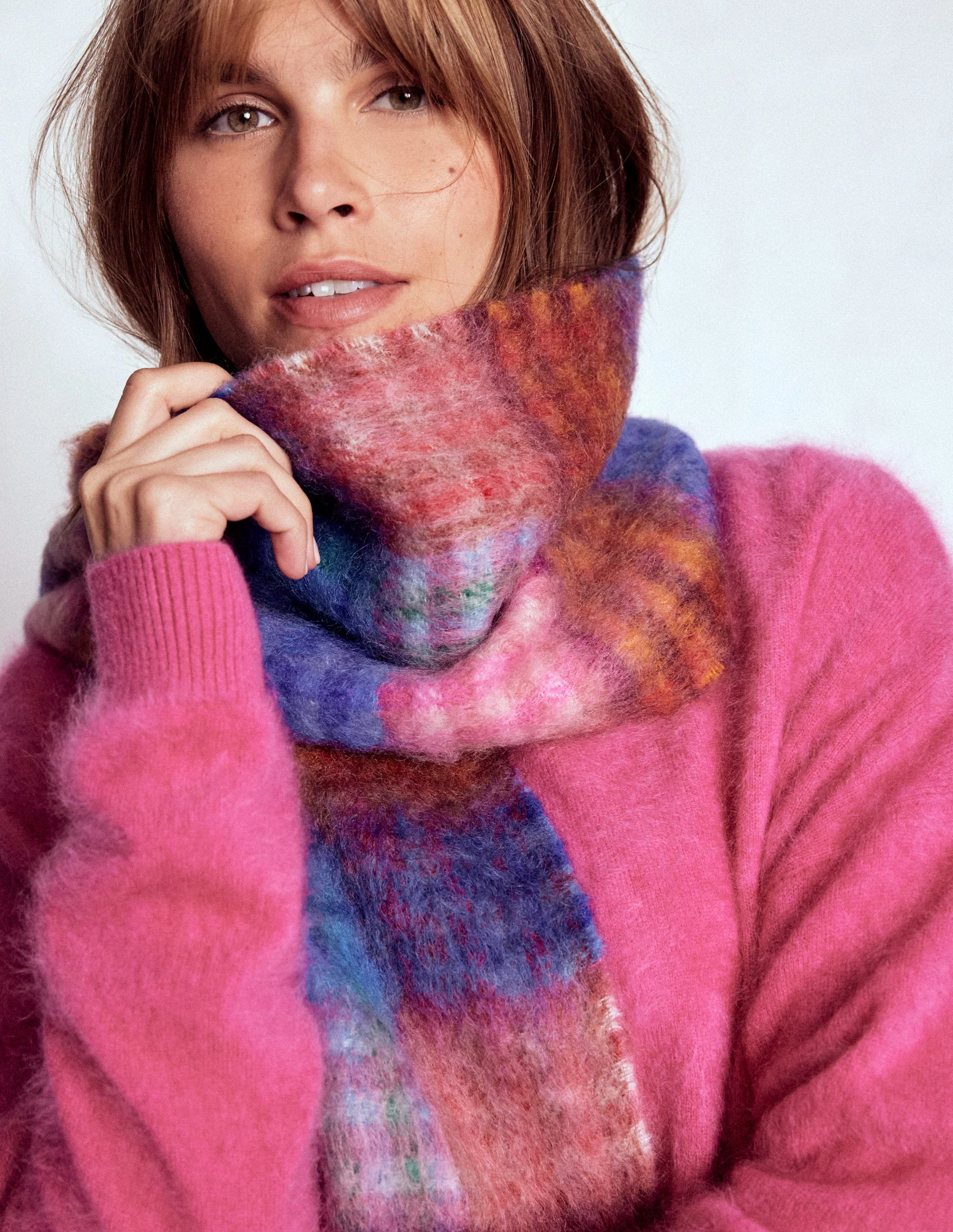 Gewebter Mohair-Schal-Bunt Karomuster