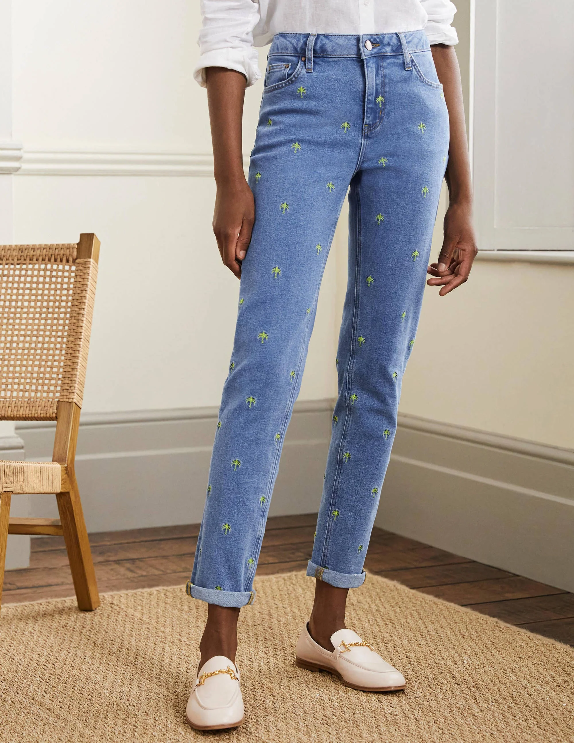 Girlfriend-Jeans-Helles Vintageblau, Stickerei - Image 4
