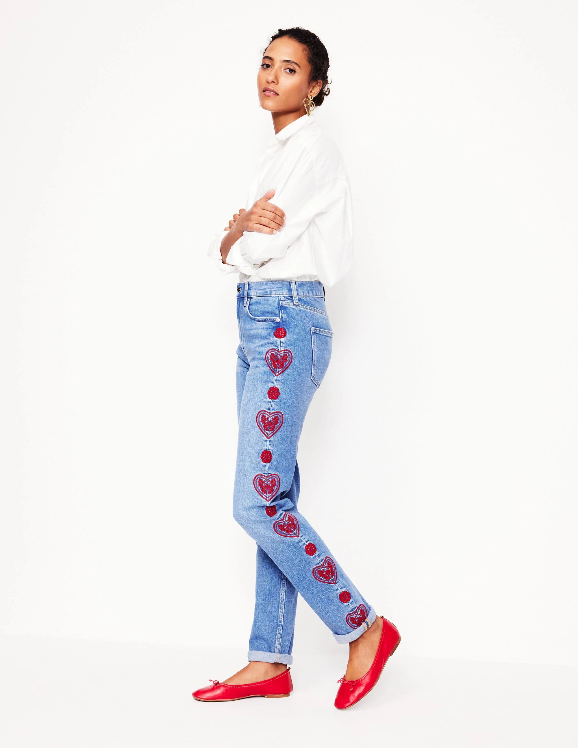 Girlfriend-Jeans-Herzstickerei