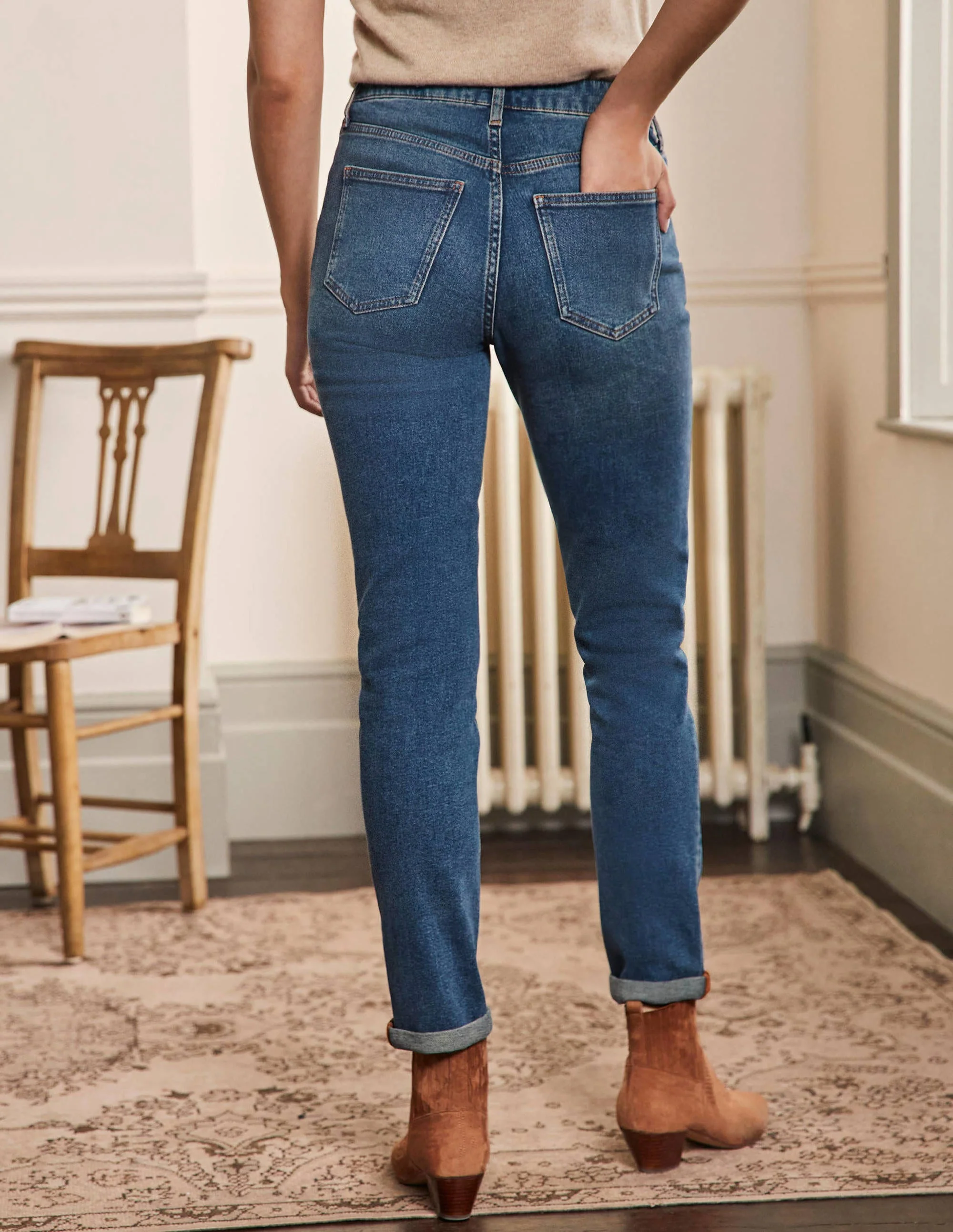 Girlfriend-Jeans-Mittleres Vintageblau/Grünstich - Image 3