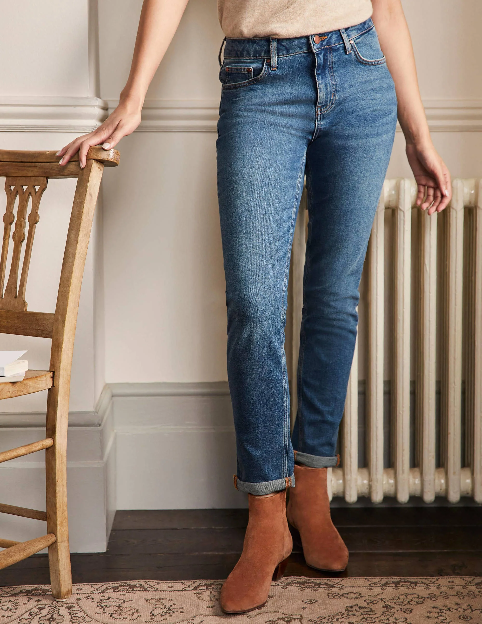 Girlfriend-Jeans-Mittleres Vintageblau/Grünstich - Image 4
