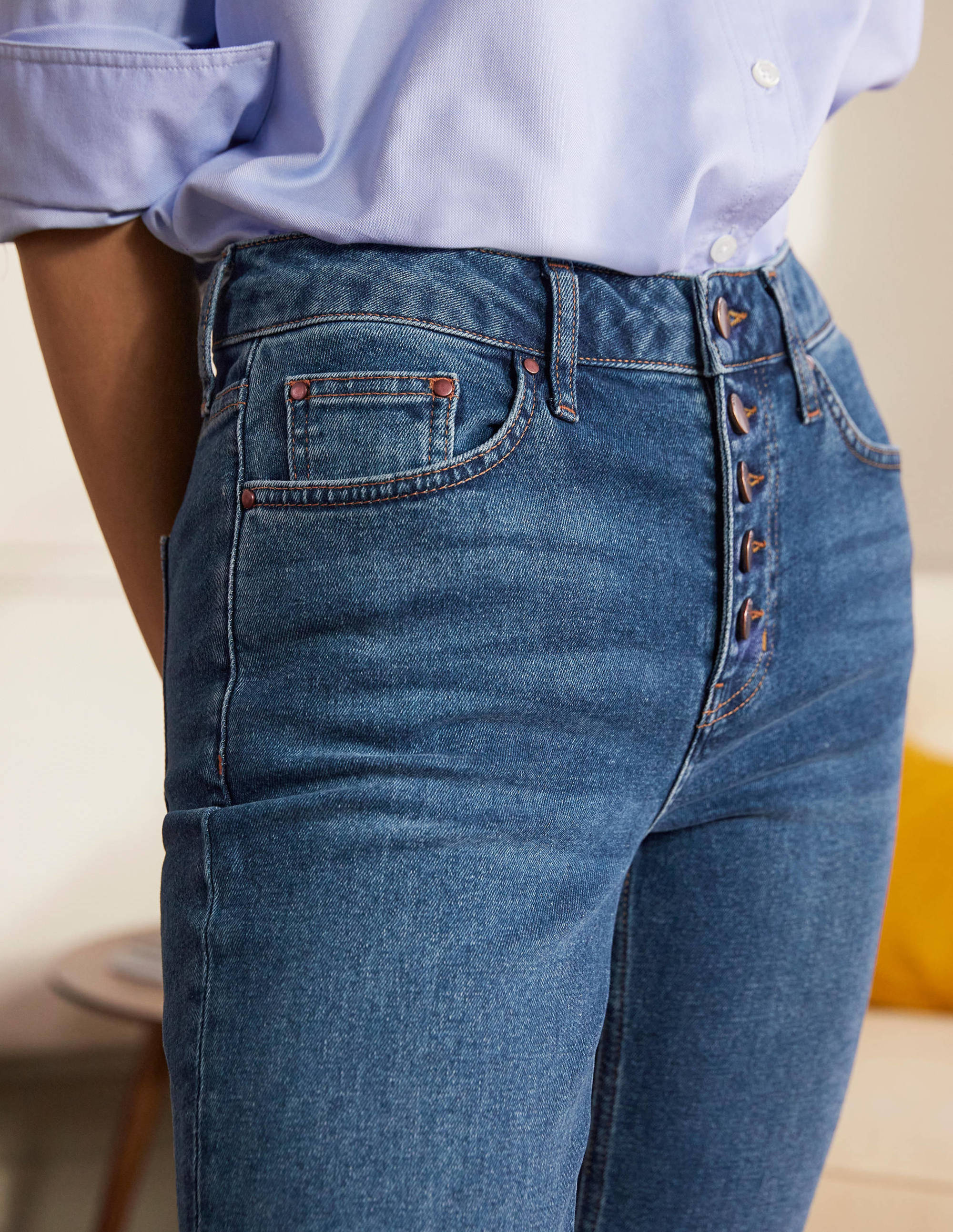 Girlfriend-Jeans-Mittleres Vintageblau